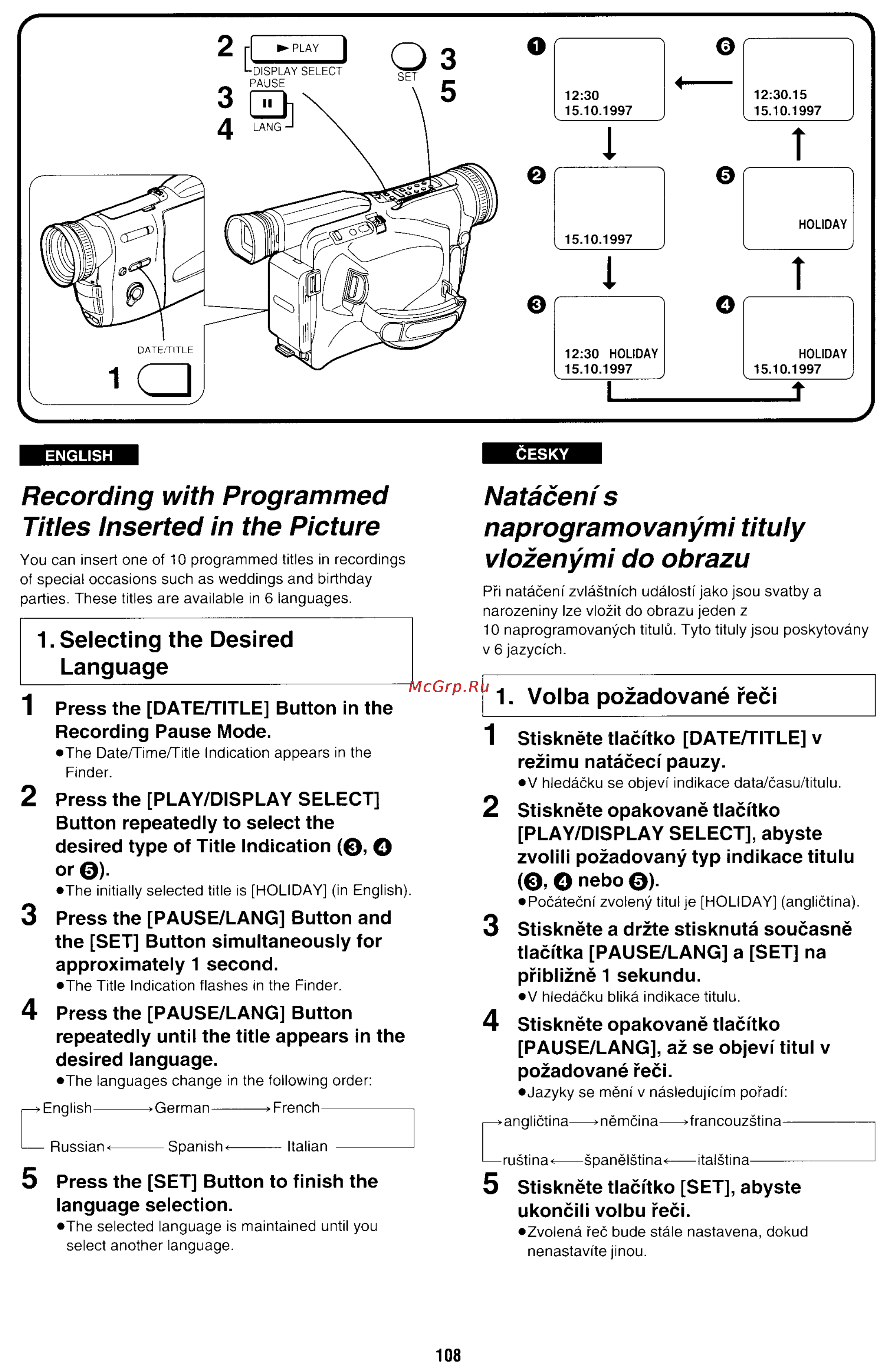 Panasonic NV-RX70EE [103/132] Nataceni s naprogramovanymi tituly vlozenymi do obrazu