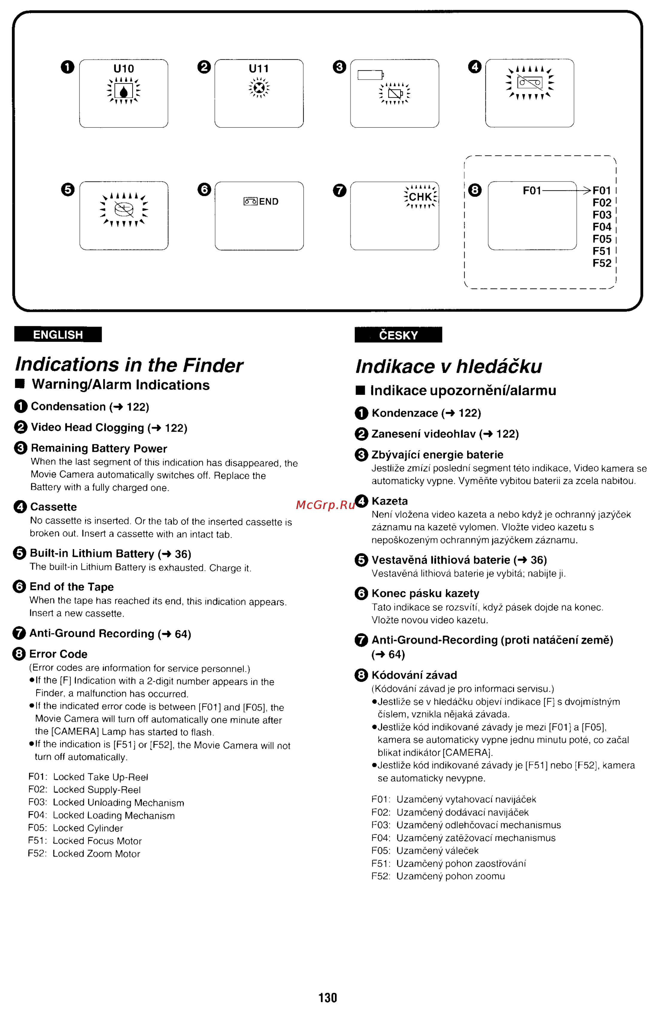 Panasonic NV-RX70EE [120/132] Indications in the finder