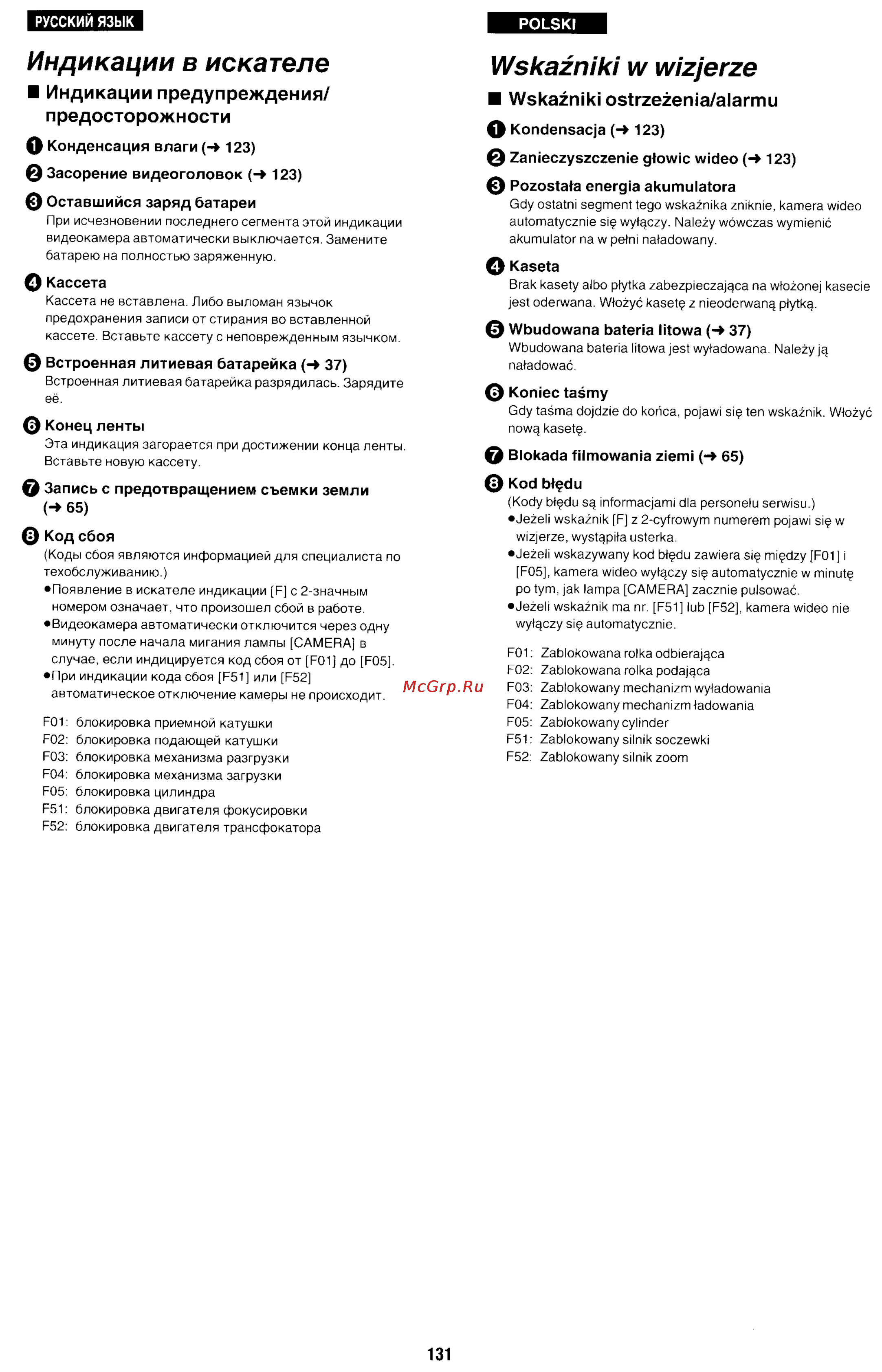Panasonic NV-RX70EE [121/132] Индикации предупреждения