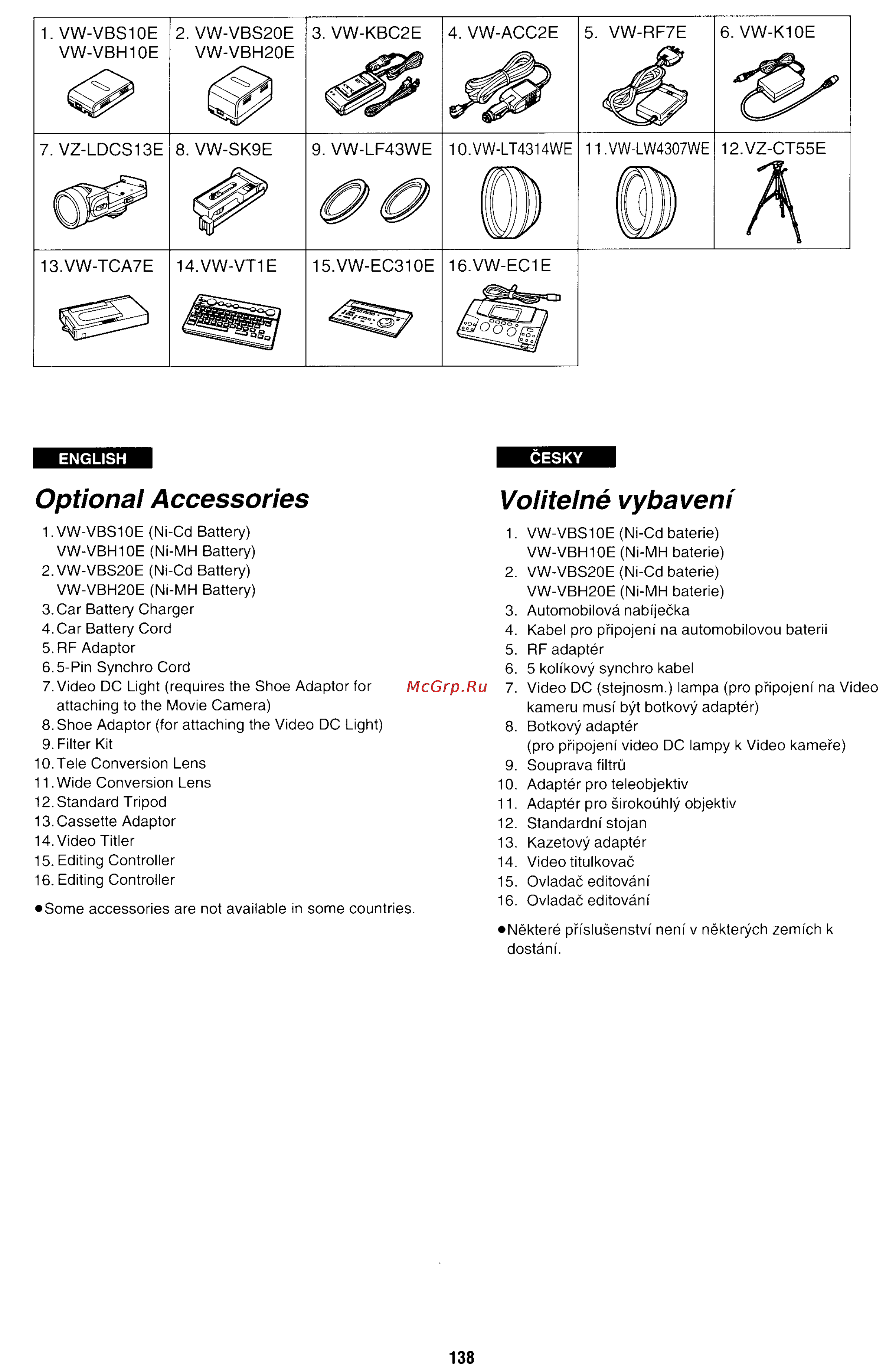 Panasonic NV-RX70EE [128/132] Optional accessories