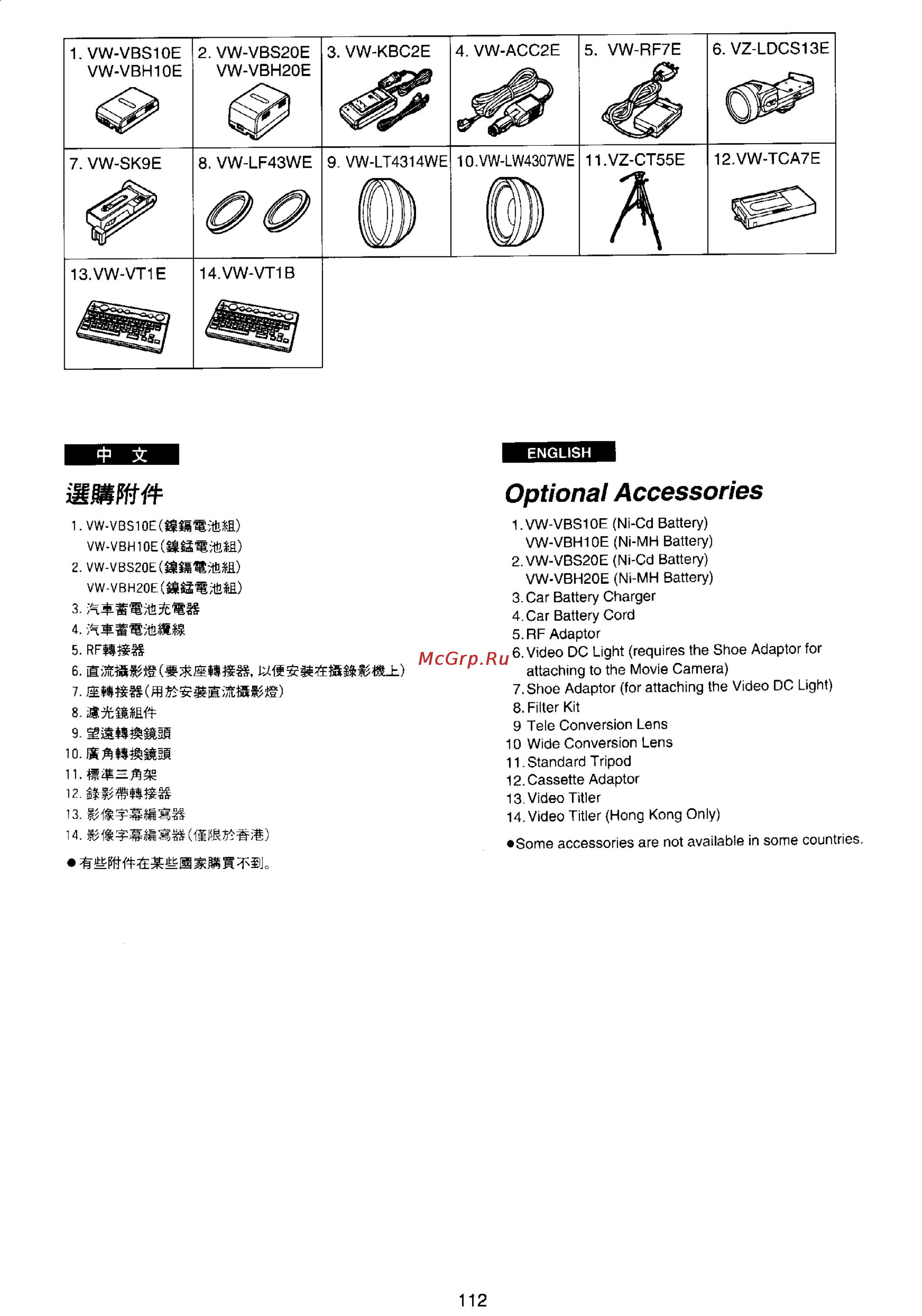 Panasonic NV-RX30EN [103/106] Optional accessories