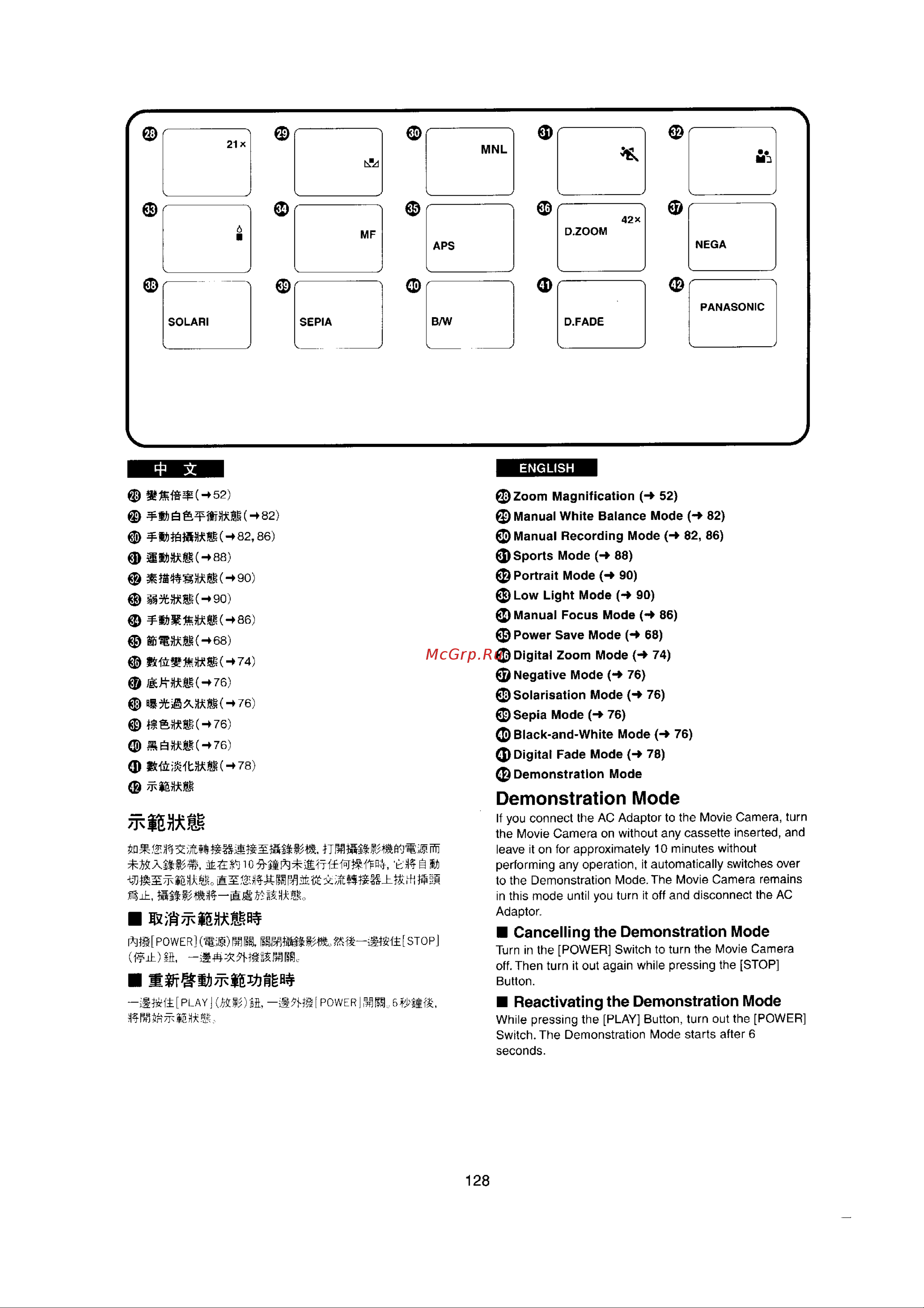 Panasonic NV-RX22EN [119/124] Demonstration mode