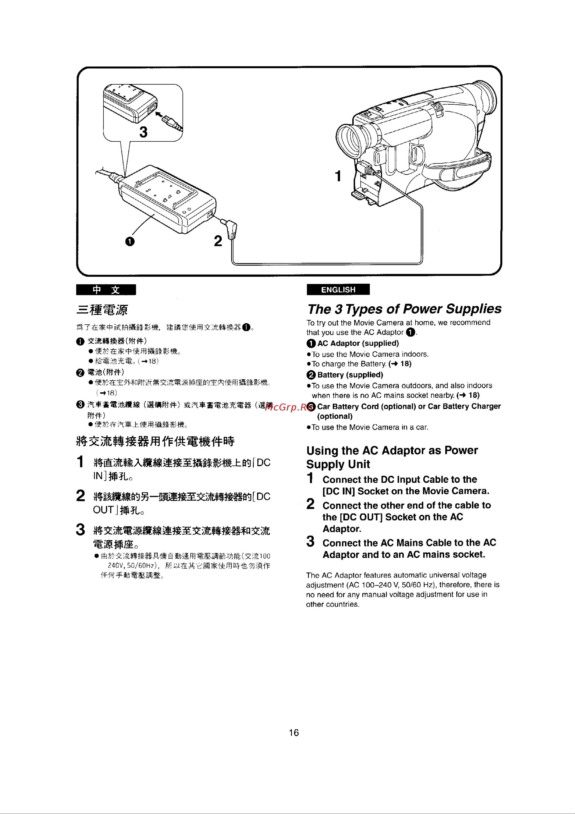Panasonic NV-RX22EN [13/124] The 3 types of power supplies