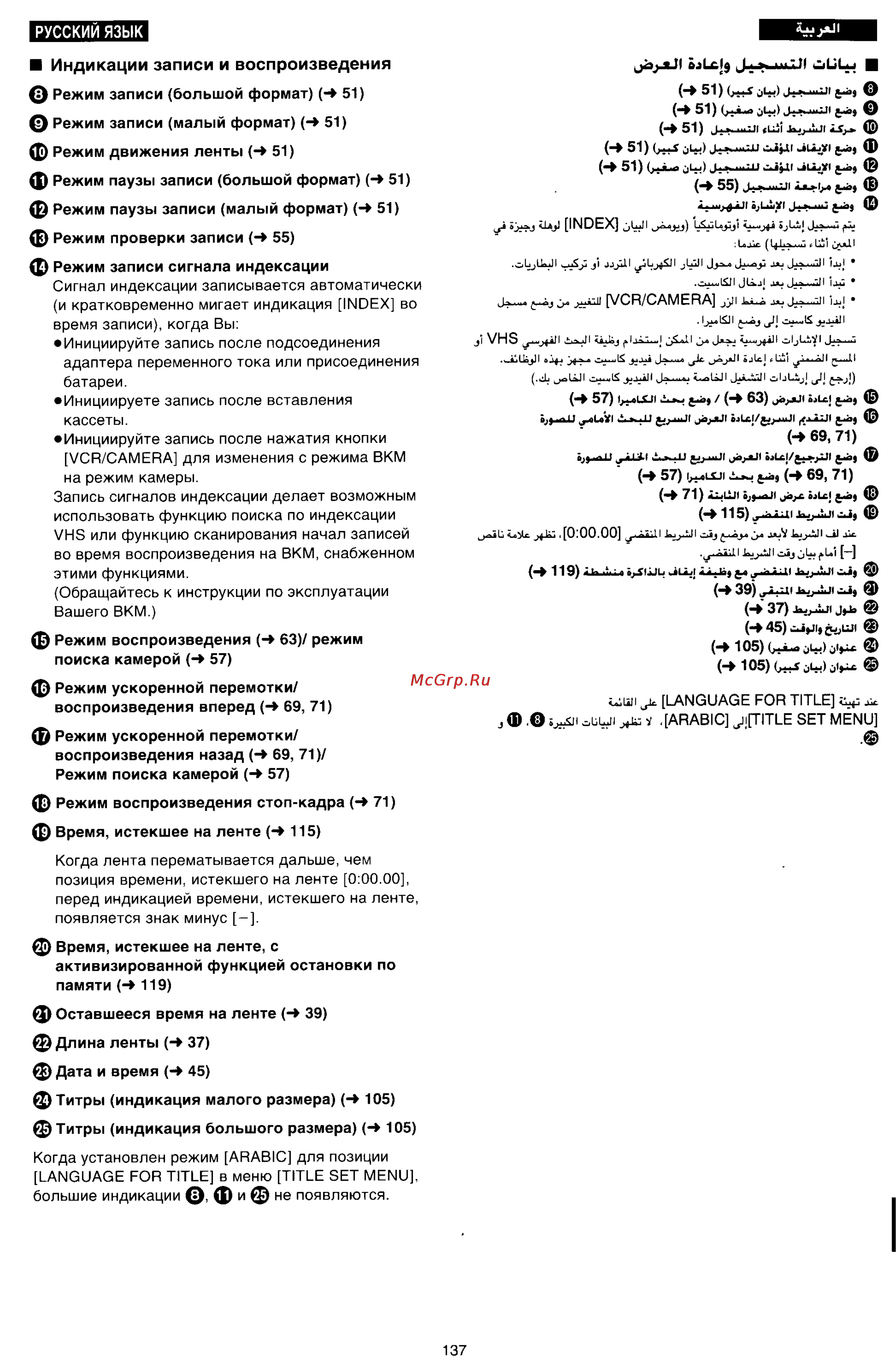Panasonic NV-RX17ENH [126/137] Индикации записи и воспроизведения