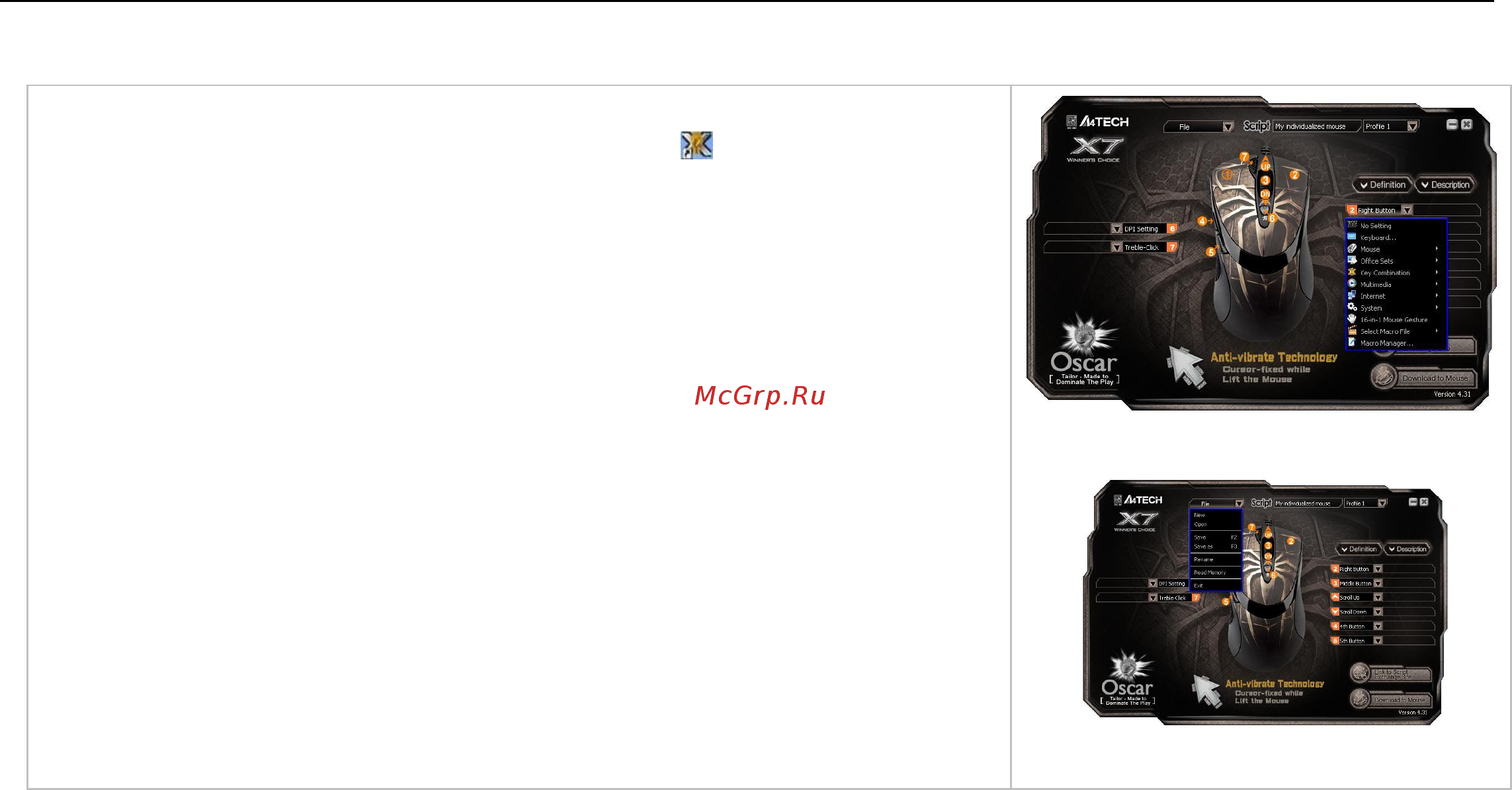 A4Tech XL-750BH [3/26] Программирование кнопок мыши в optional macr
