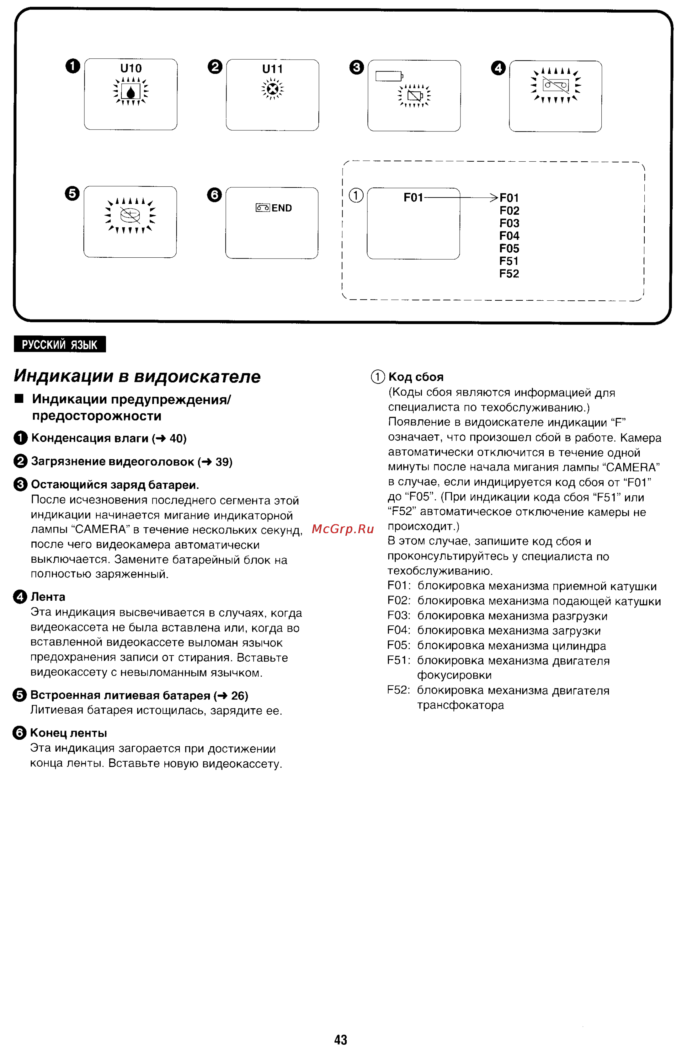 Panasonic NV-R11E [43/49] Индикации в видоискателе