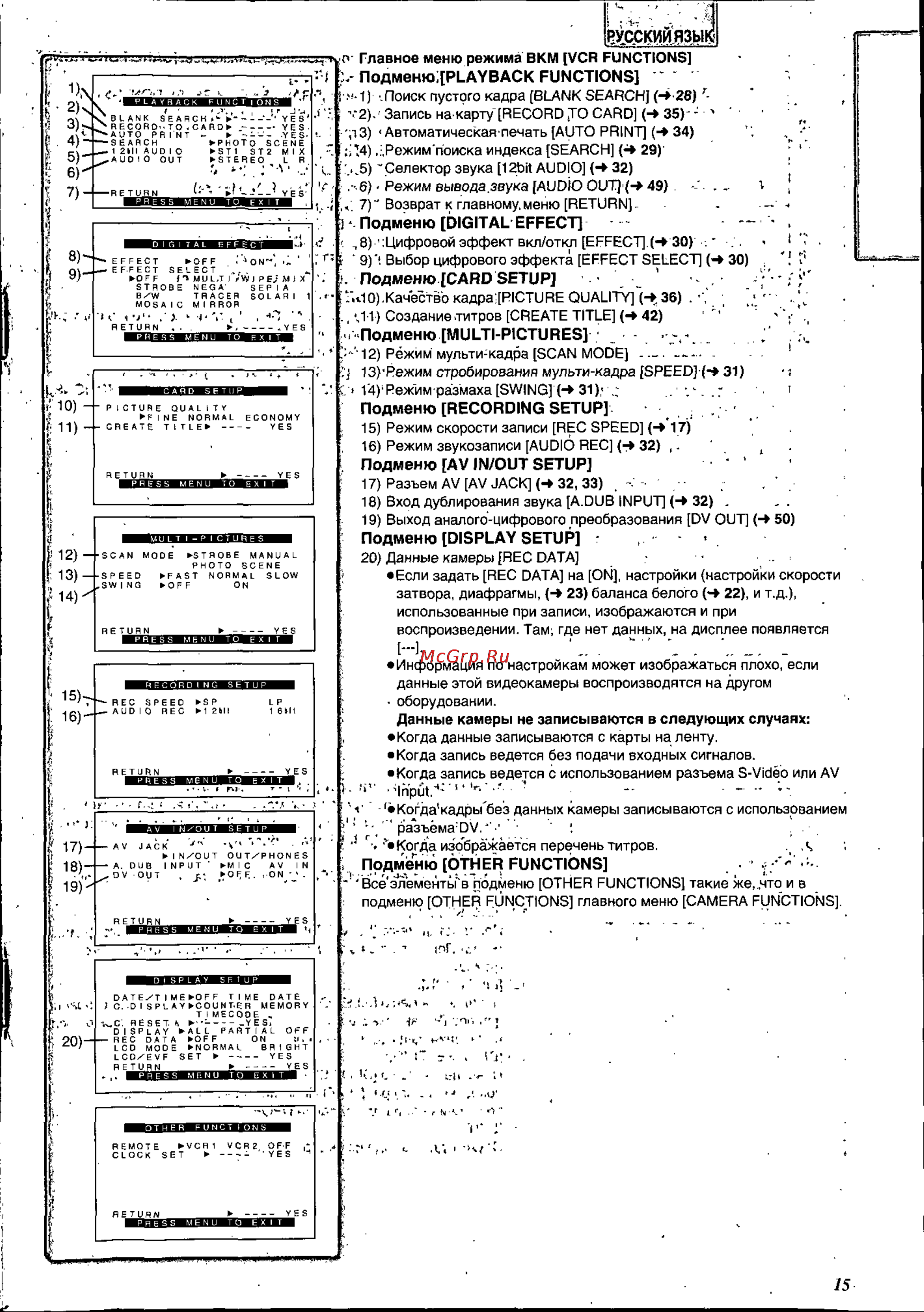 Panasonic NV-MX8EN [15/60] Русскииязы1