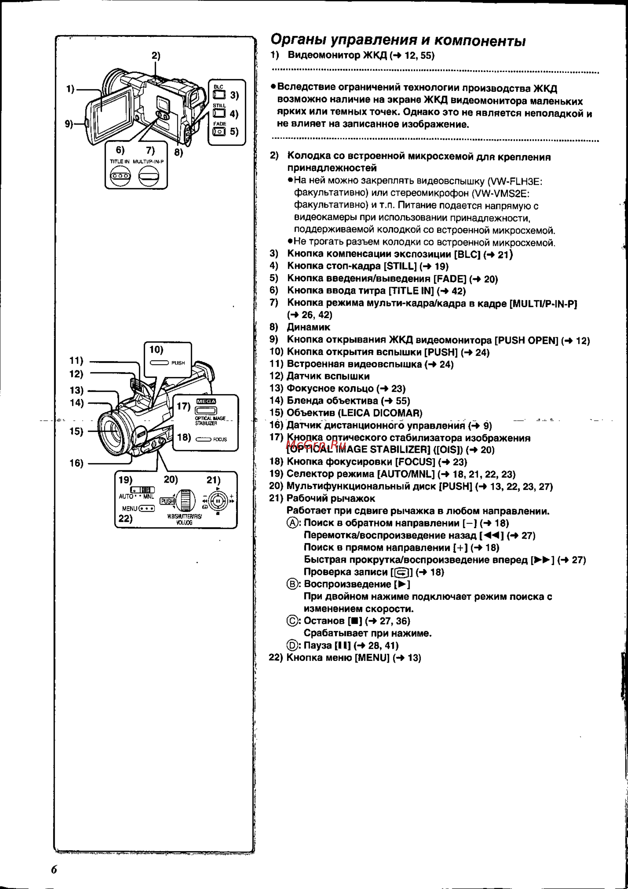 Panasonic NV-MX8EN [6/60] Органы управления и компоненты