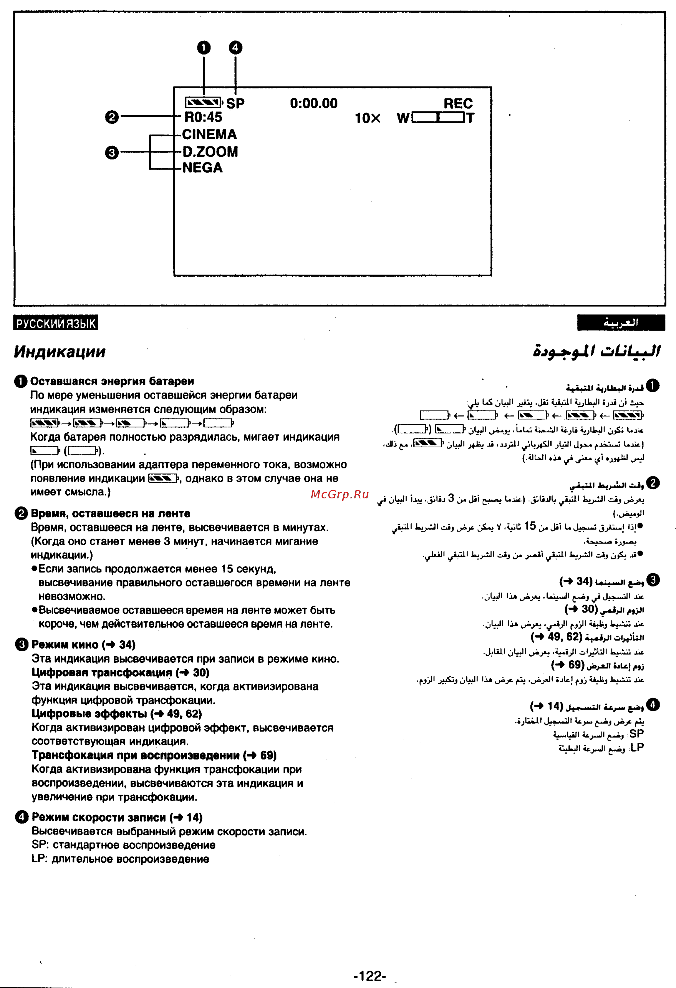 Panasonic NV-MX7DEN [122/139] Индикации