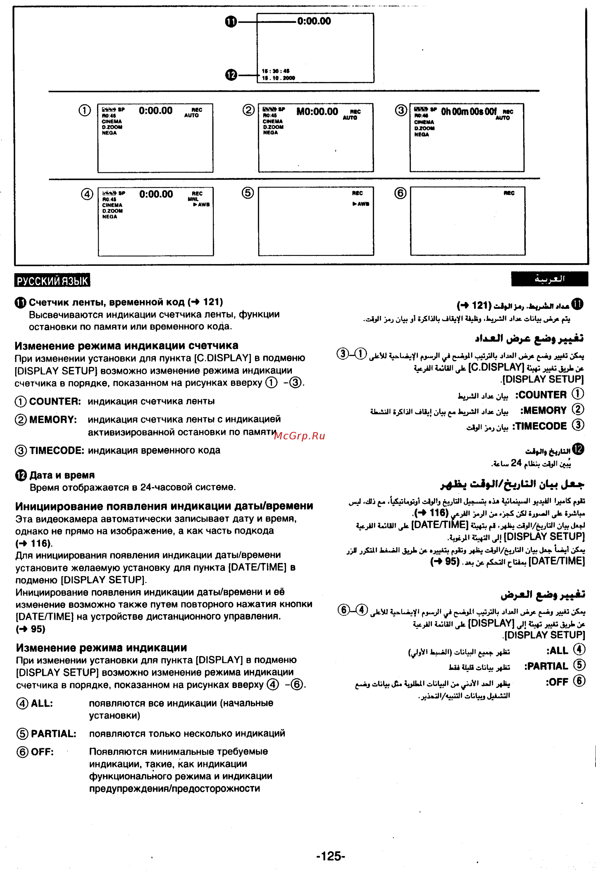 Panasonic NV-MX7DEN [125/139] Partial