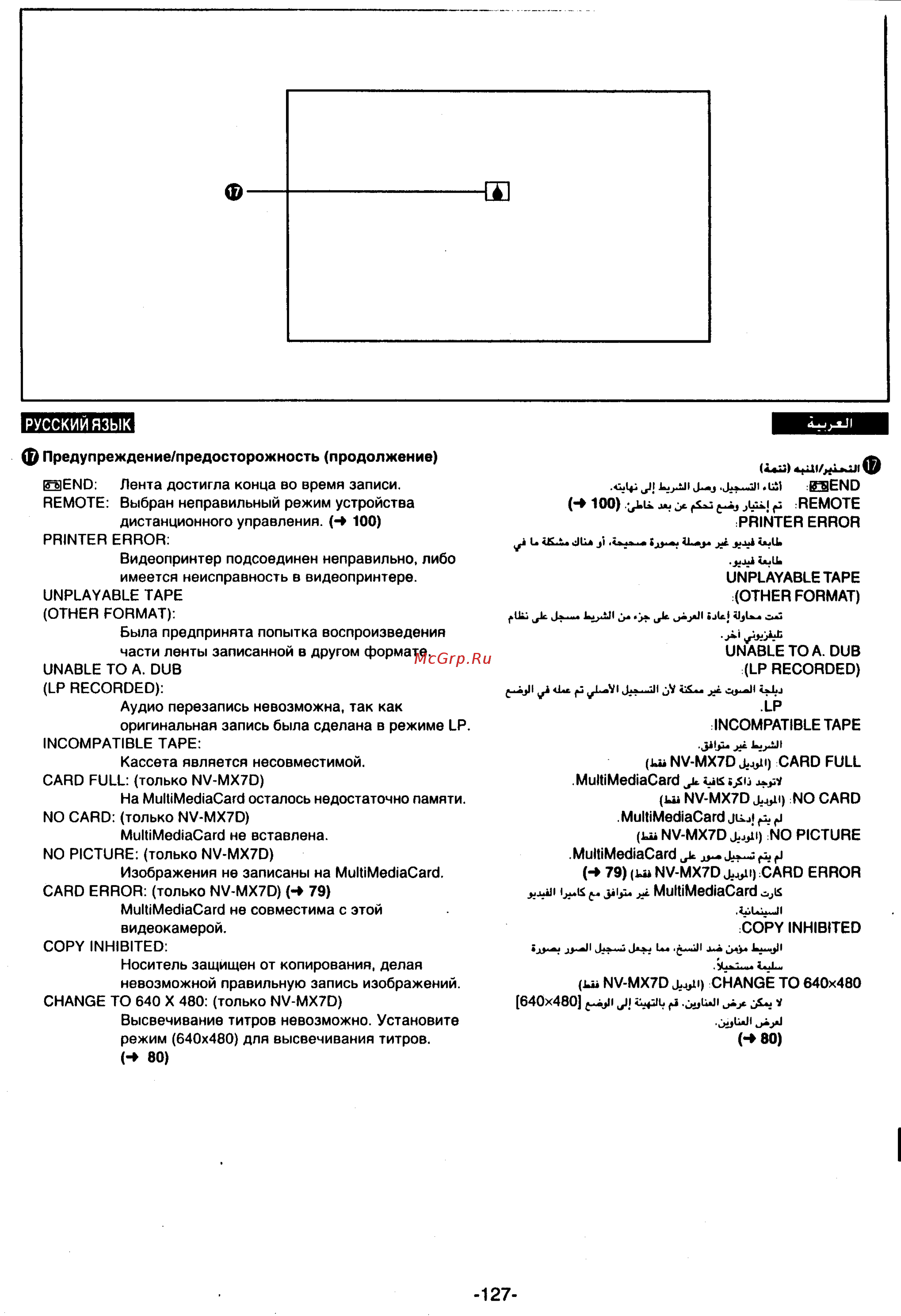 Panasonic NV-MX7DEN [127/139] Ф предупреждение предосторожность продолжение