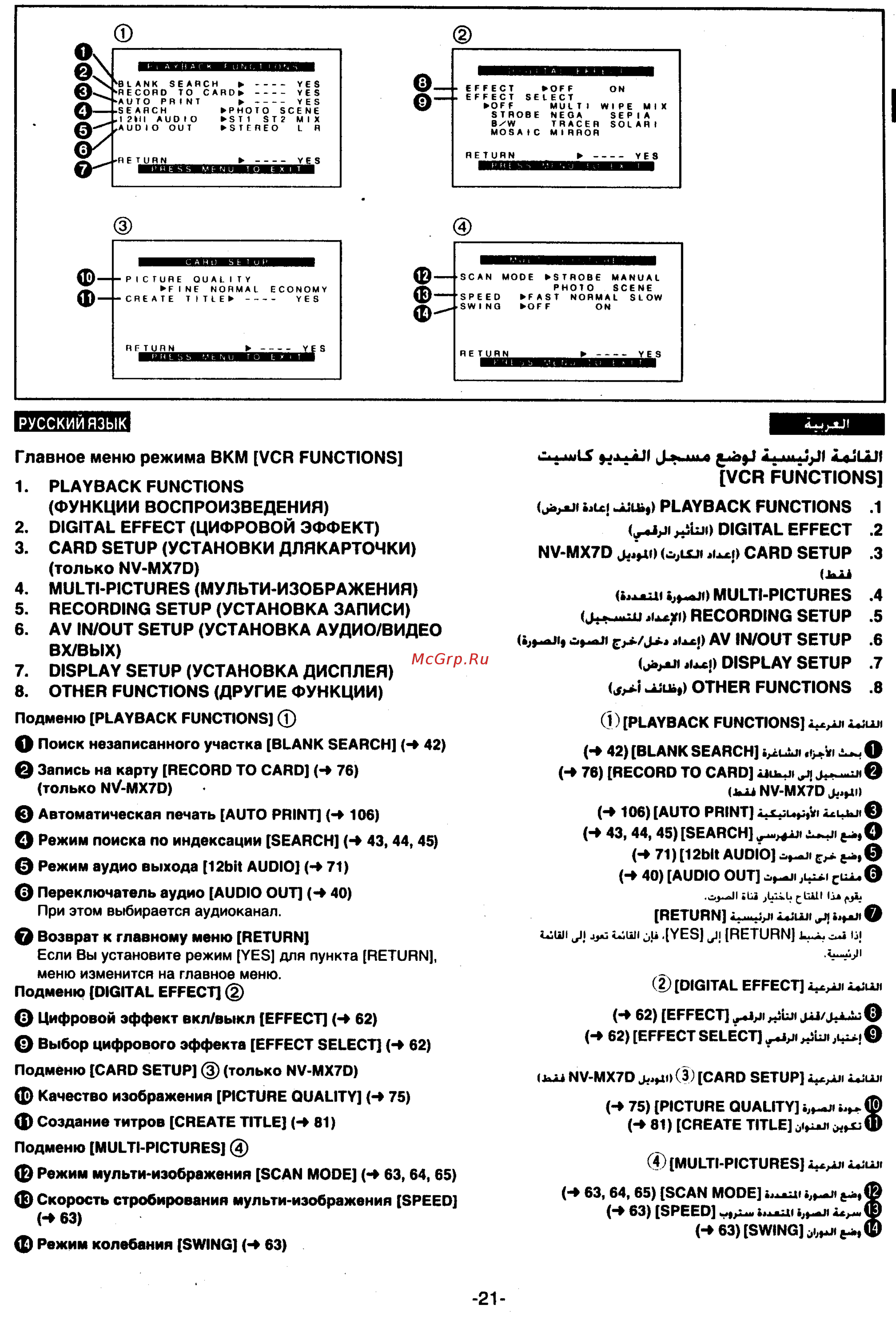 Panasonic NV-MX7DEN [21/139] Vcr functions