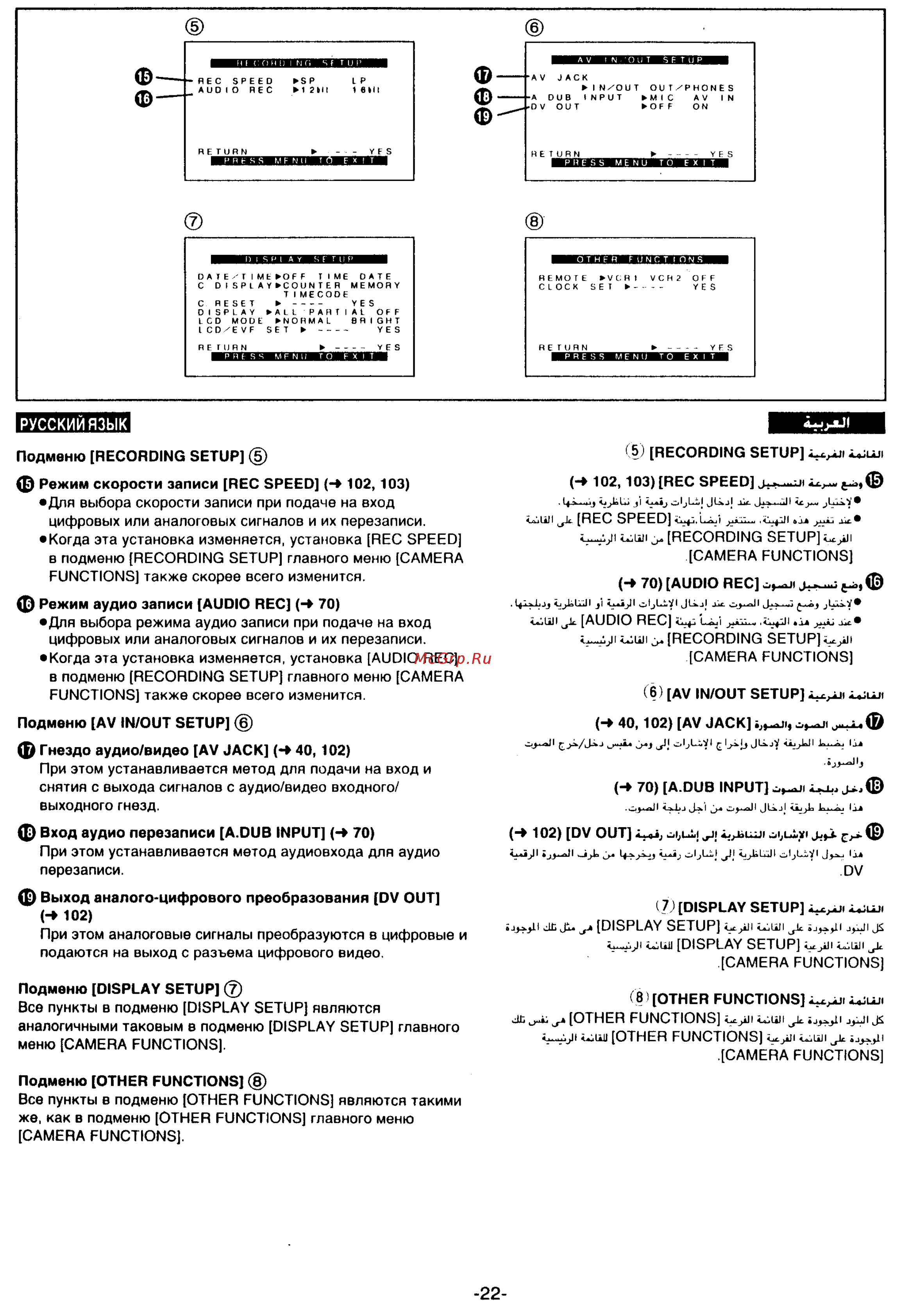 Panasonic NV-MX7DEN [22/139] Русский язык