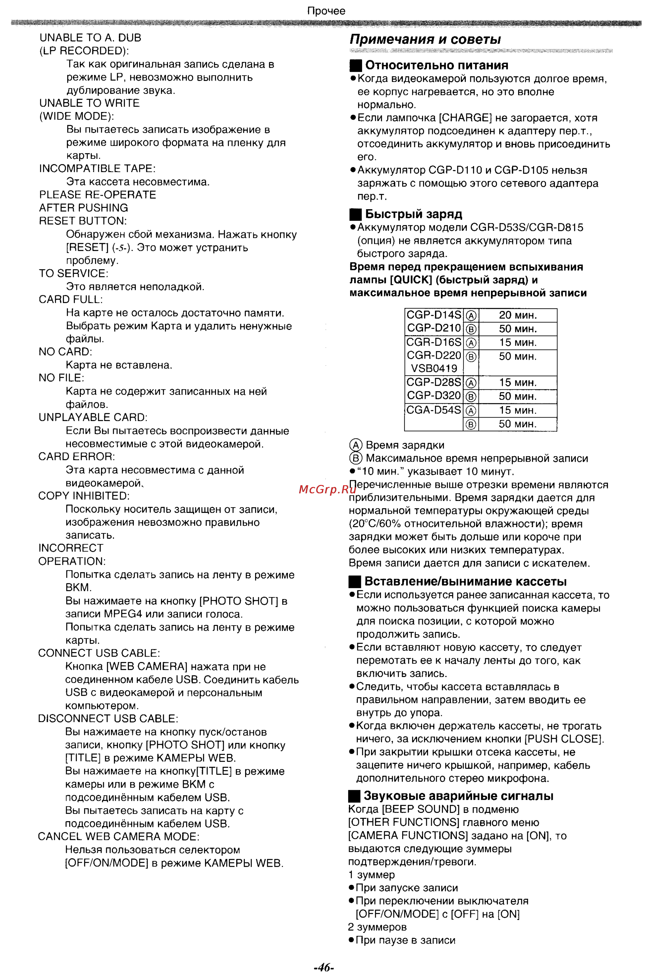 Panasonic NV-MX500EN [46/76] Примечания и советы