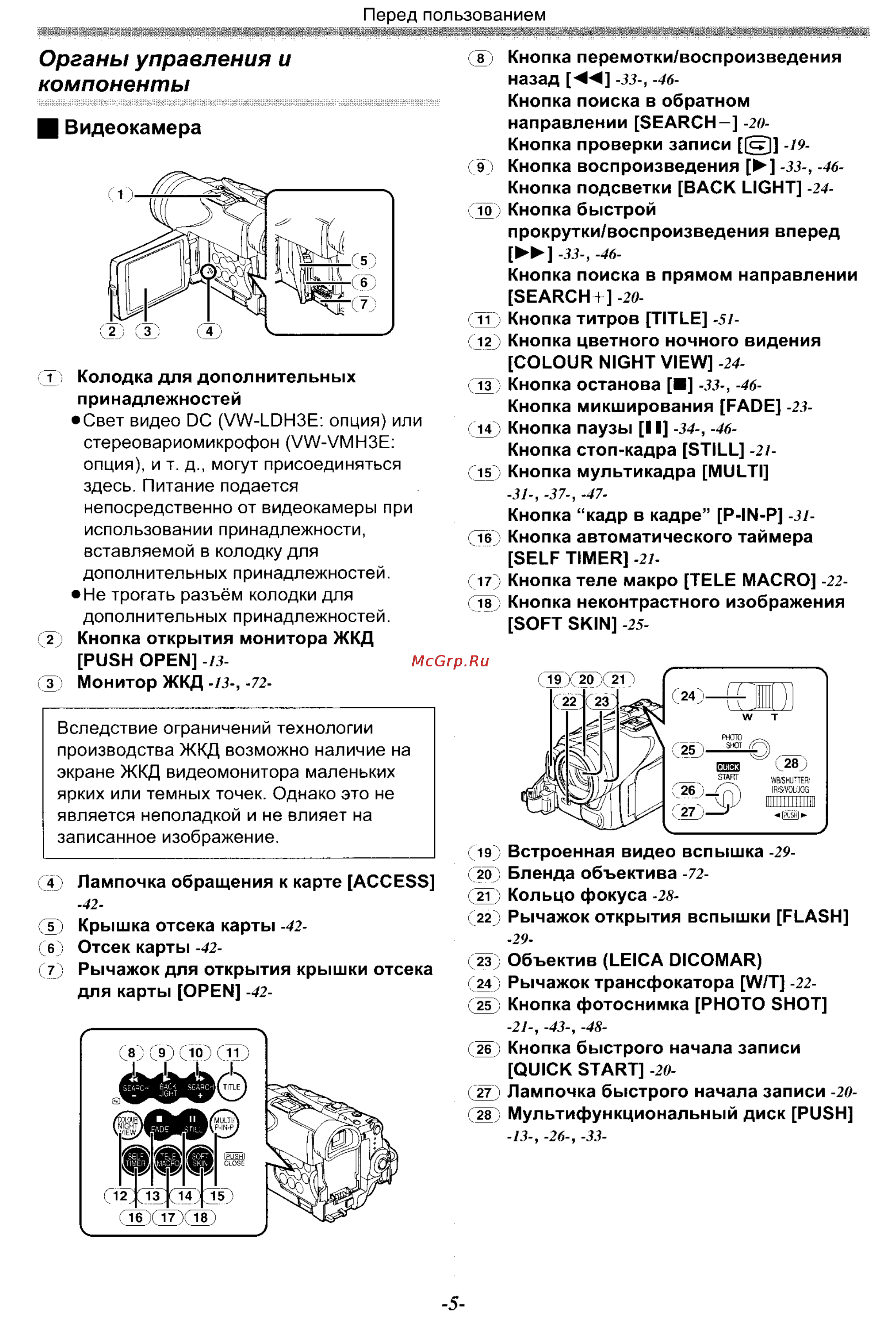Panasonic NV-GS70EN [5/101] Органы управления и компоненты