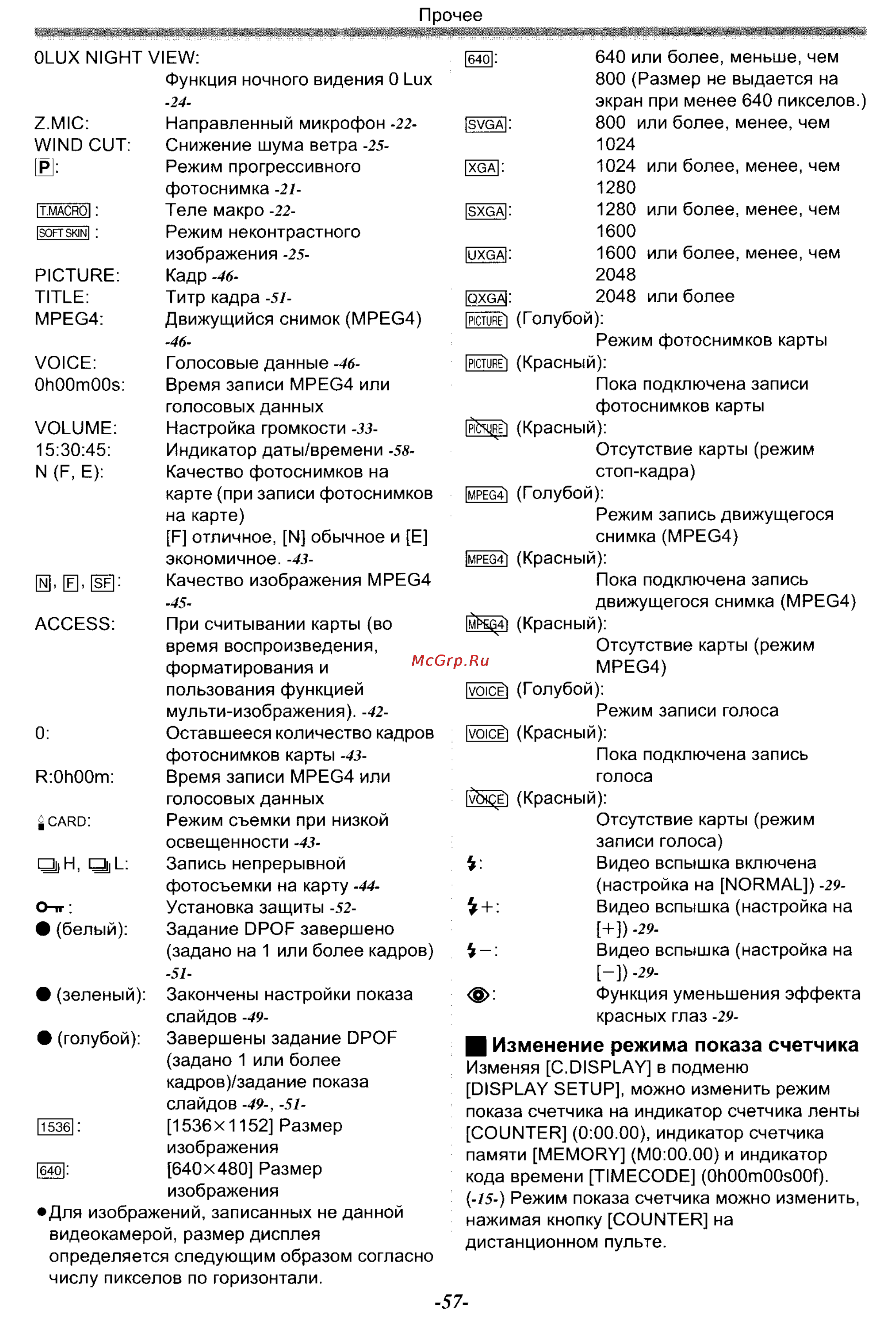 Panasonic NV-GS70EN [57/101] И изменение режима показа счетчика