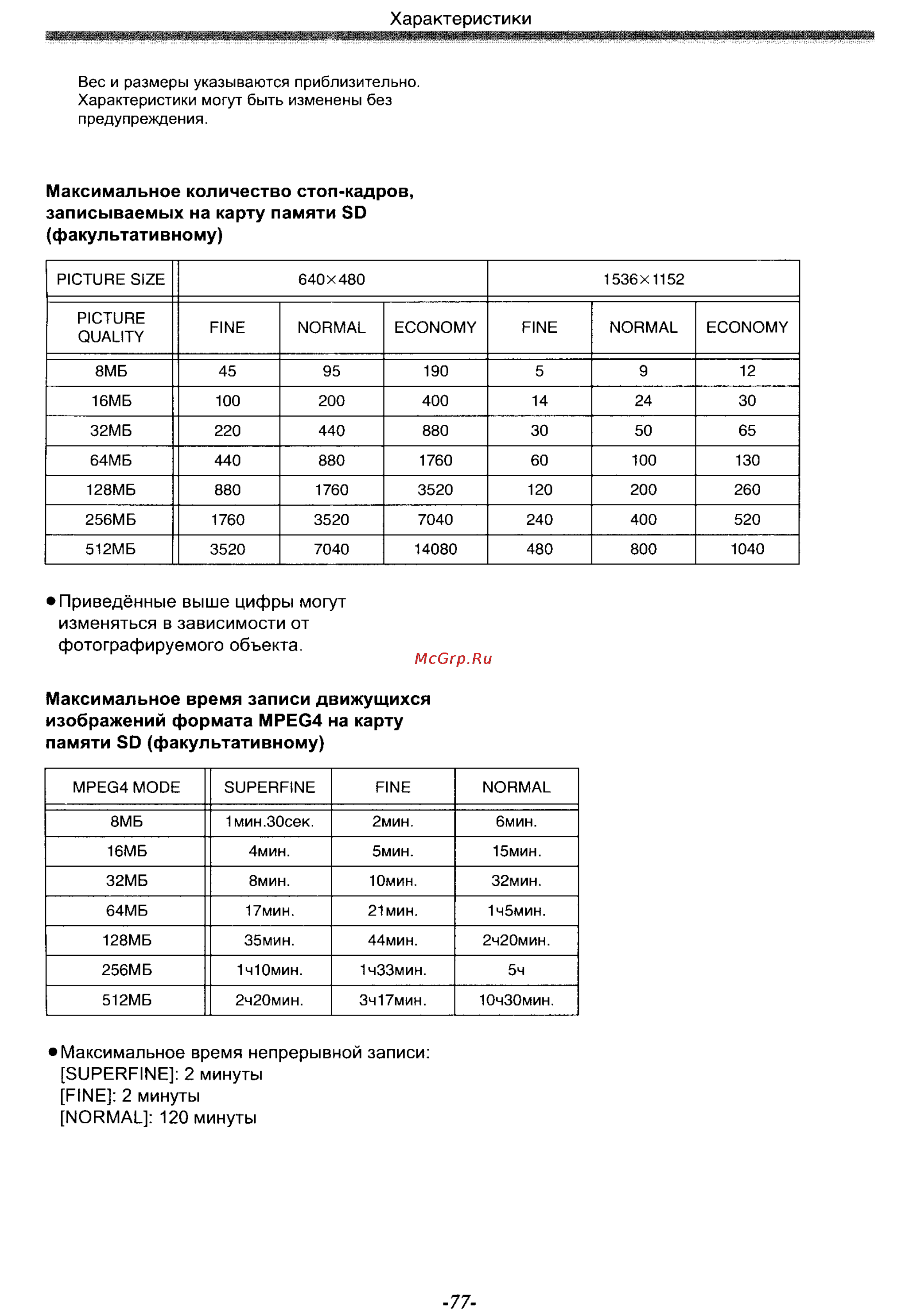 Panasonic NV-GS70EN [77/101] Superfine 2 минуты fine 2 минуты normal 120 минуты