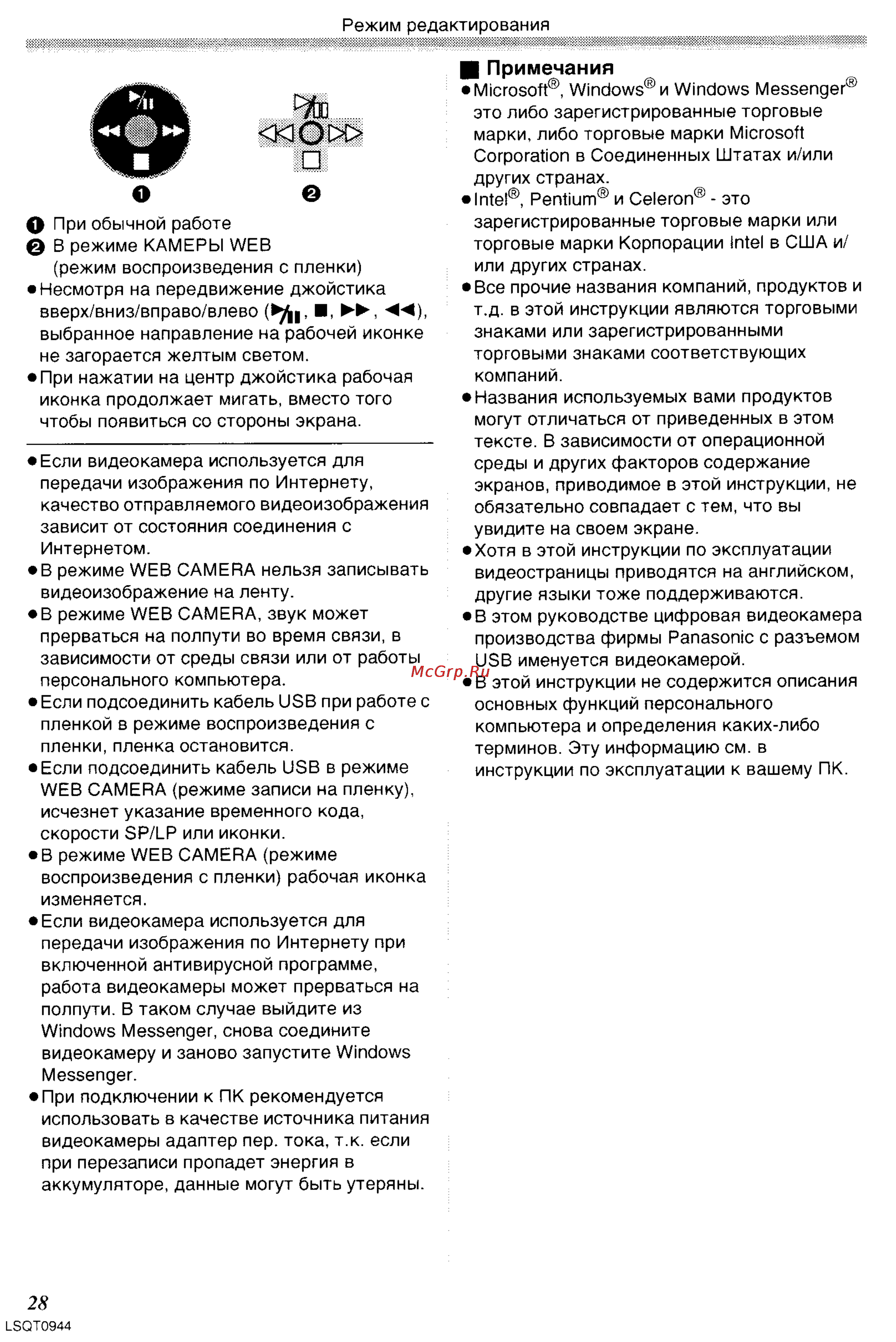 Panasonic NV-GS6EE [28/42] И примечания