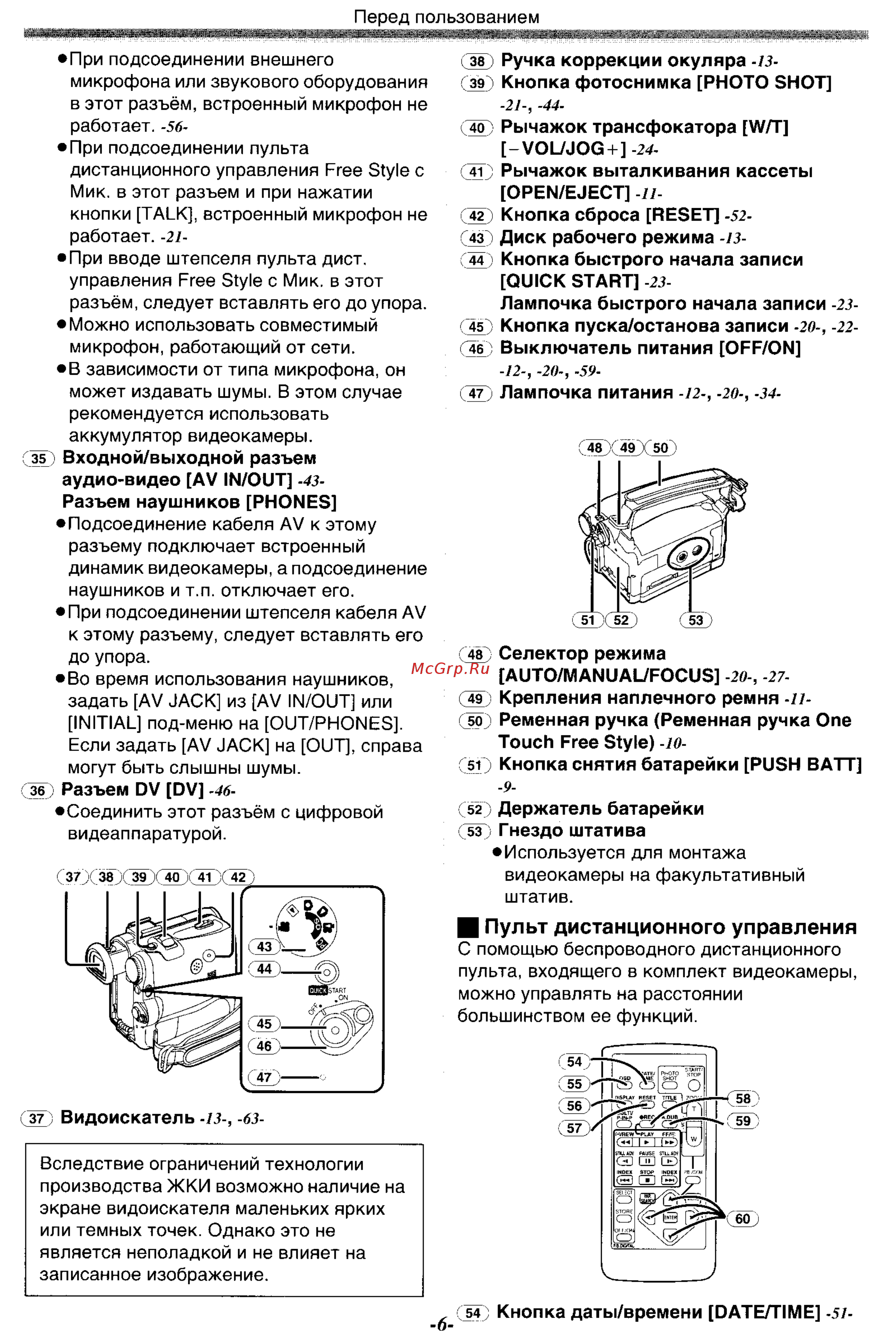 Panasonic NV-GS55 GC-S [6/93] Пульт дистанционного управления
