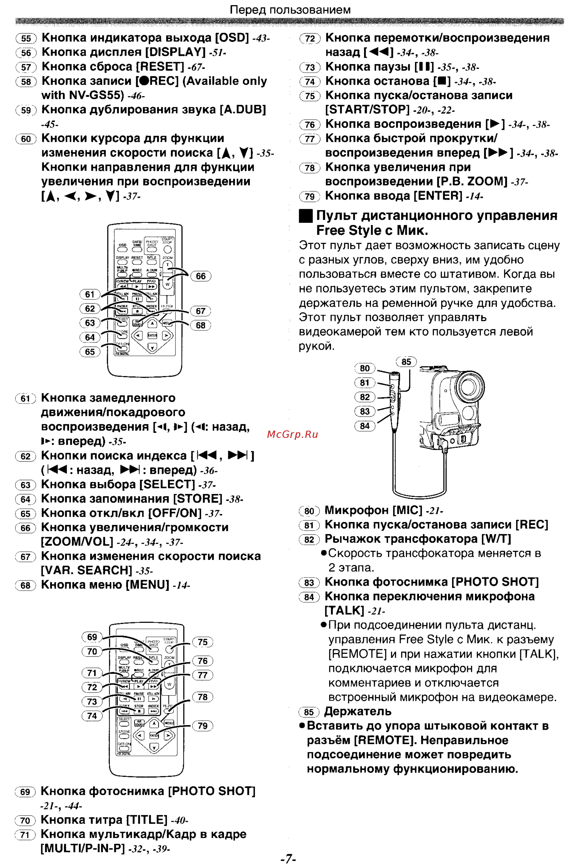 Panasonic NV-GS55 GC-S [7/93] Free style с мик