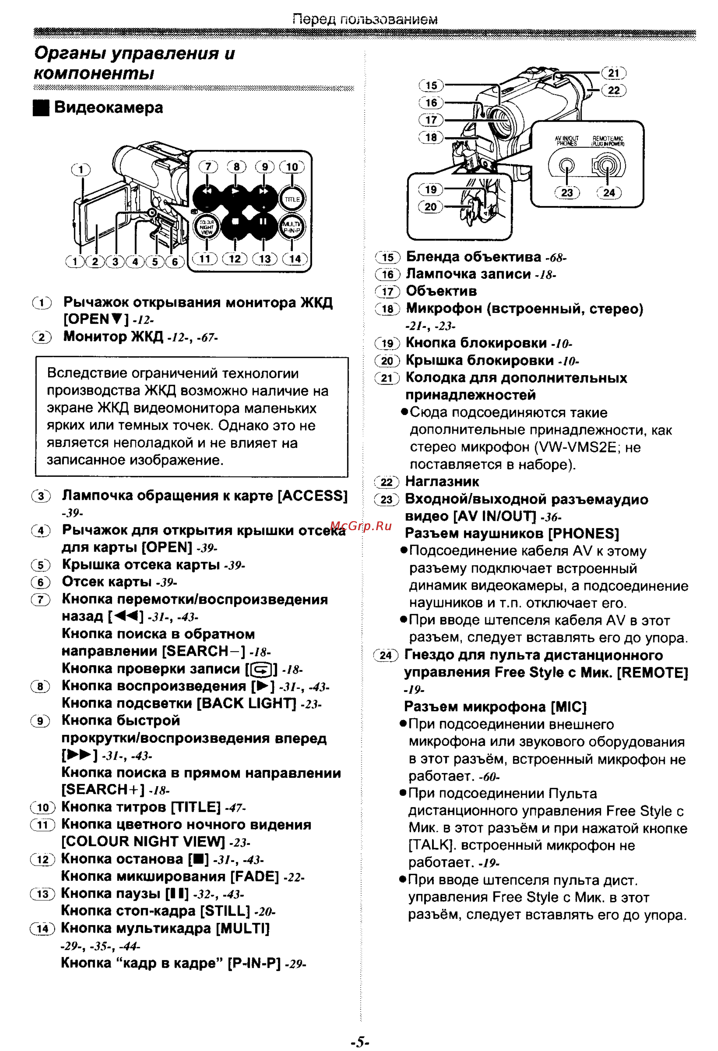 Panasonic NV-GS50EN [5/75] Органы управления и компоненты