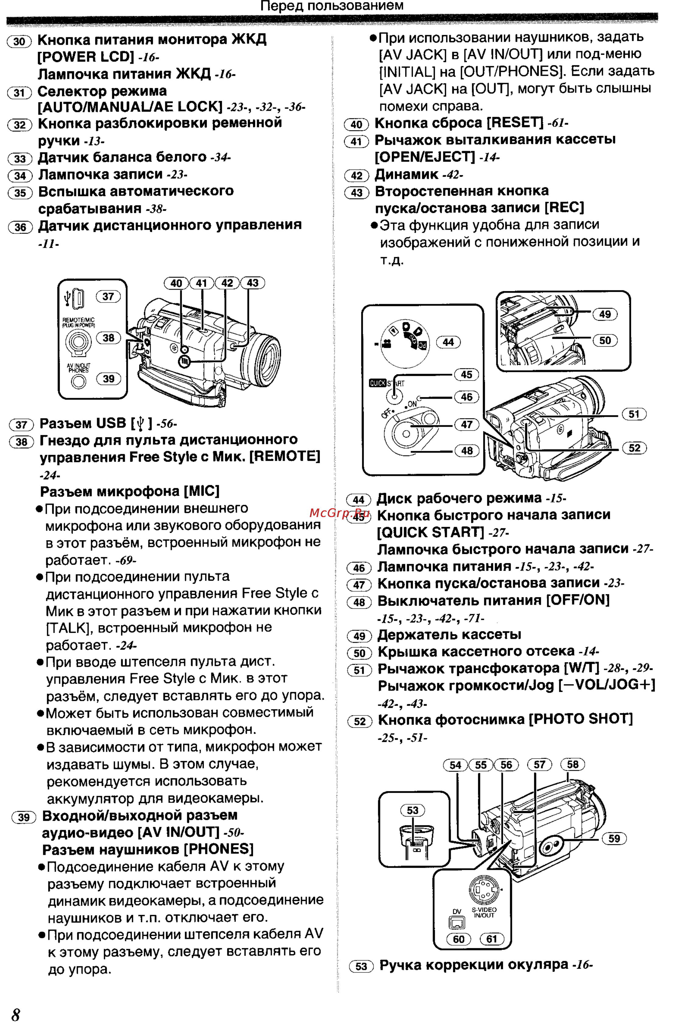 Panasonic NV-GS400GC Инструкция по эксплуатации онлайн [8/102] 17848