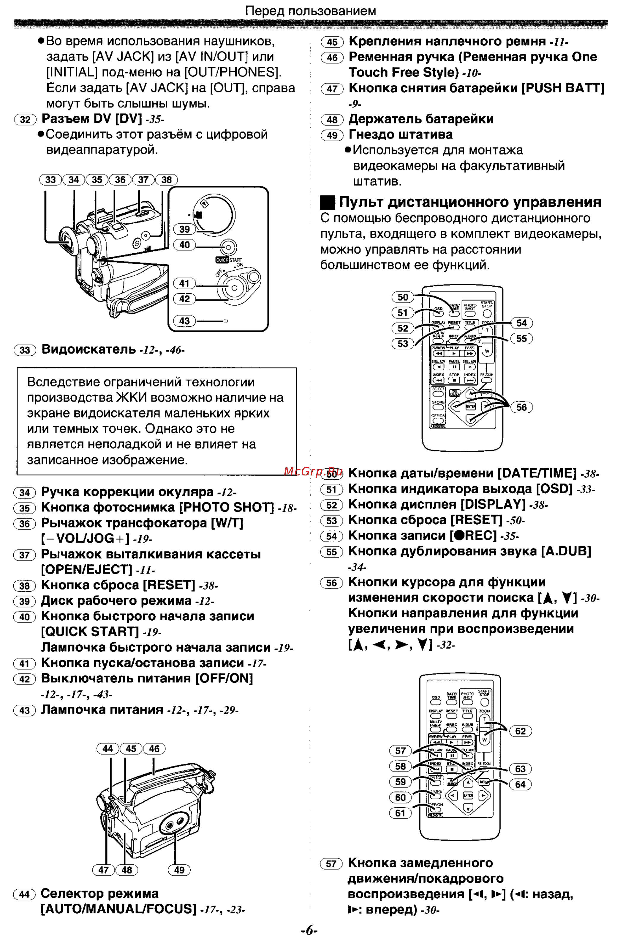 Panasonic NV-GS33GC [6/71] Нижним