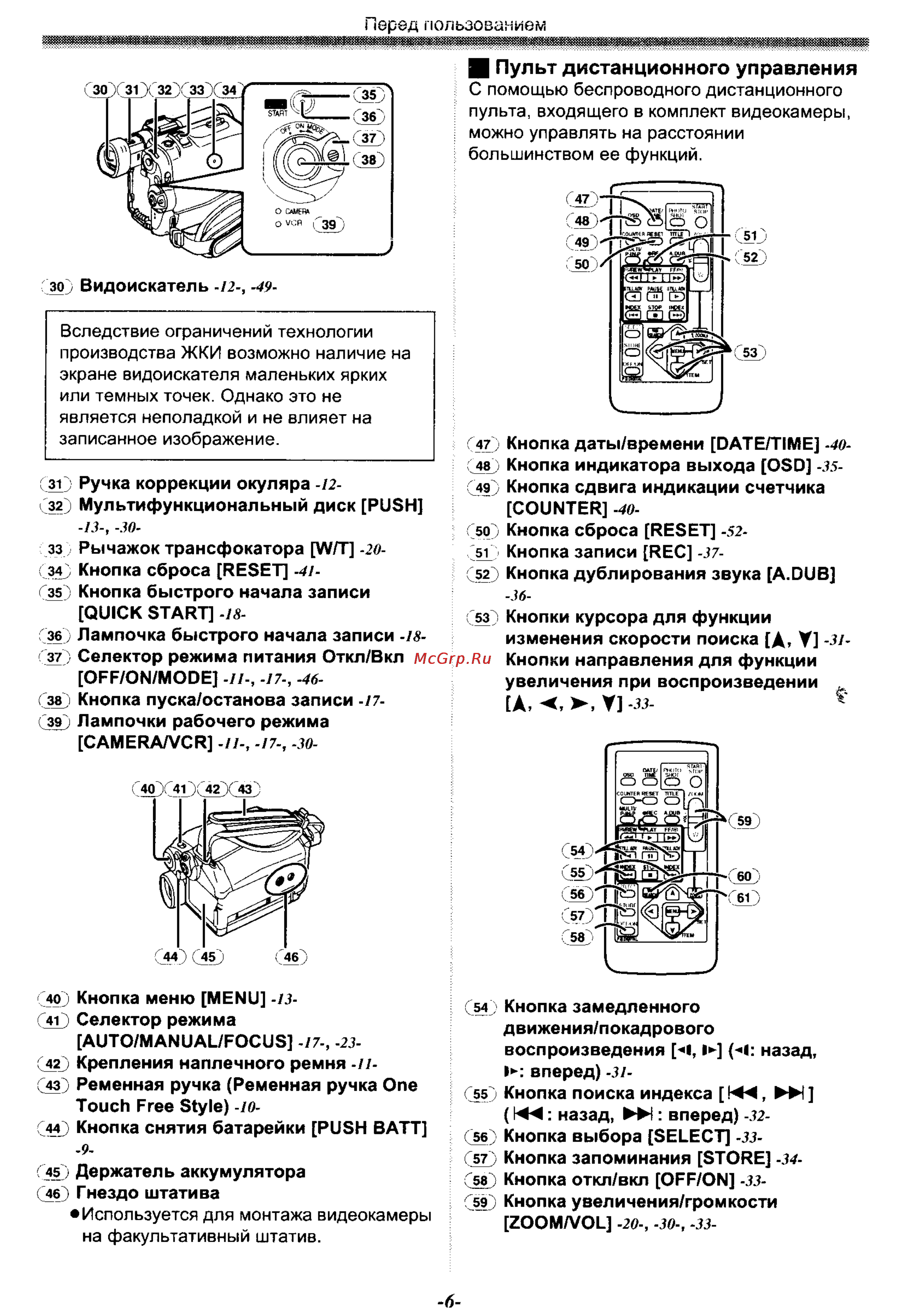 Panasonic NV-GS30EN [6/54] Пульт дистанционного управления