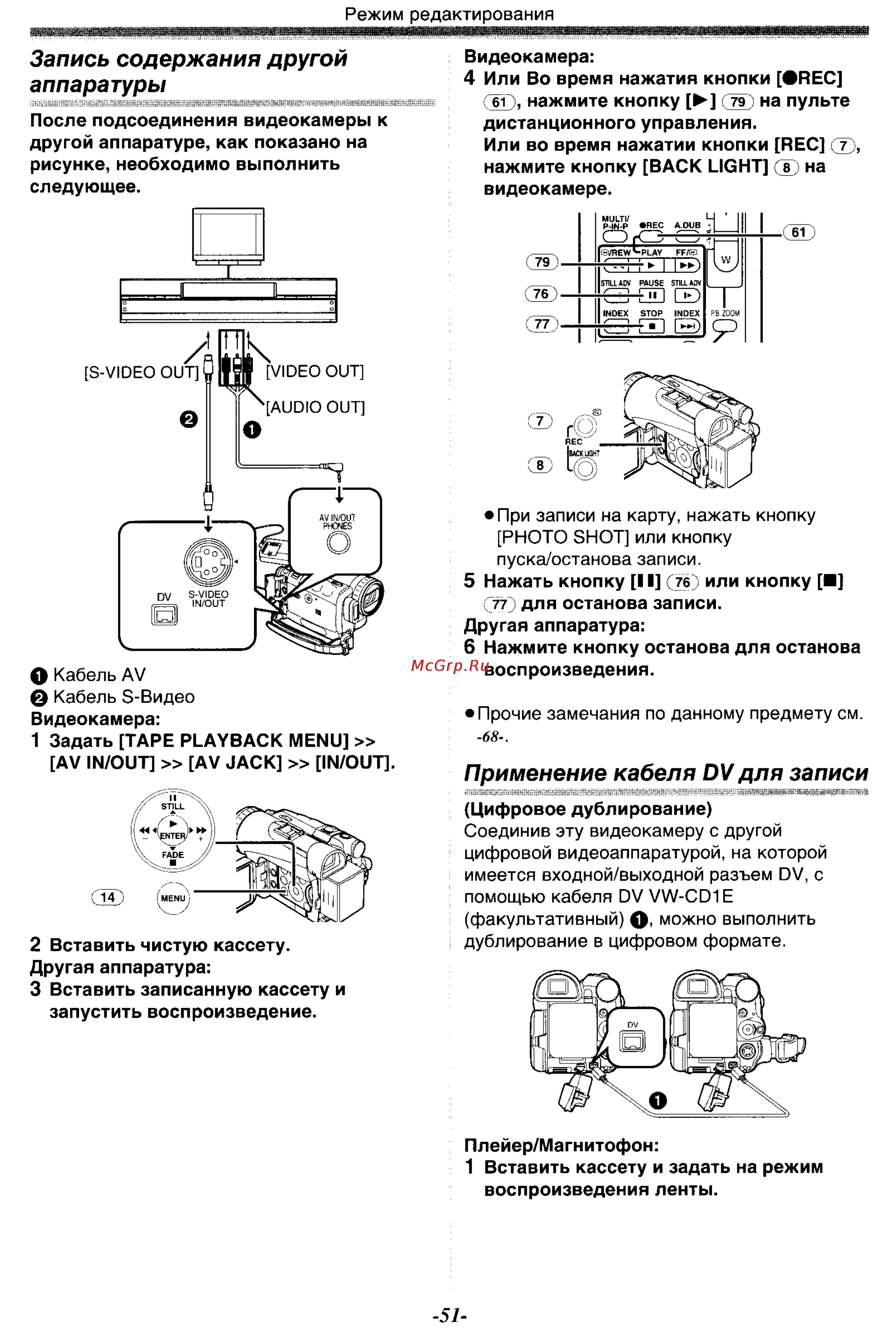 Panasonic NV-GS200GC [51/104] Запись содержания другой аппаратуры