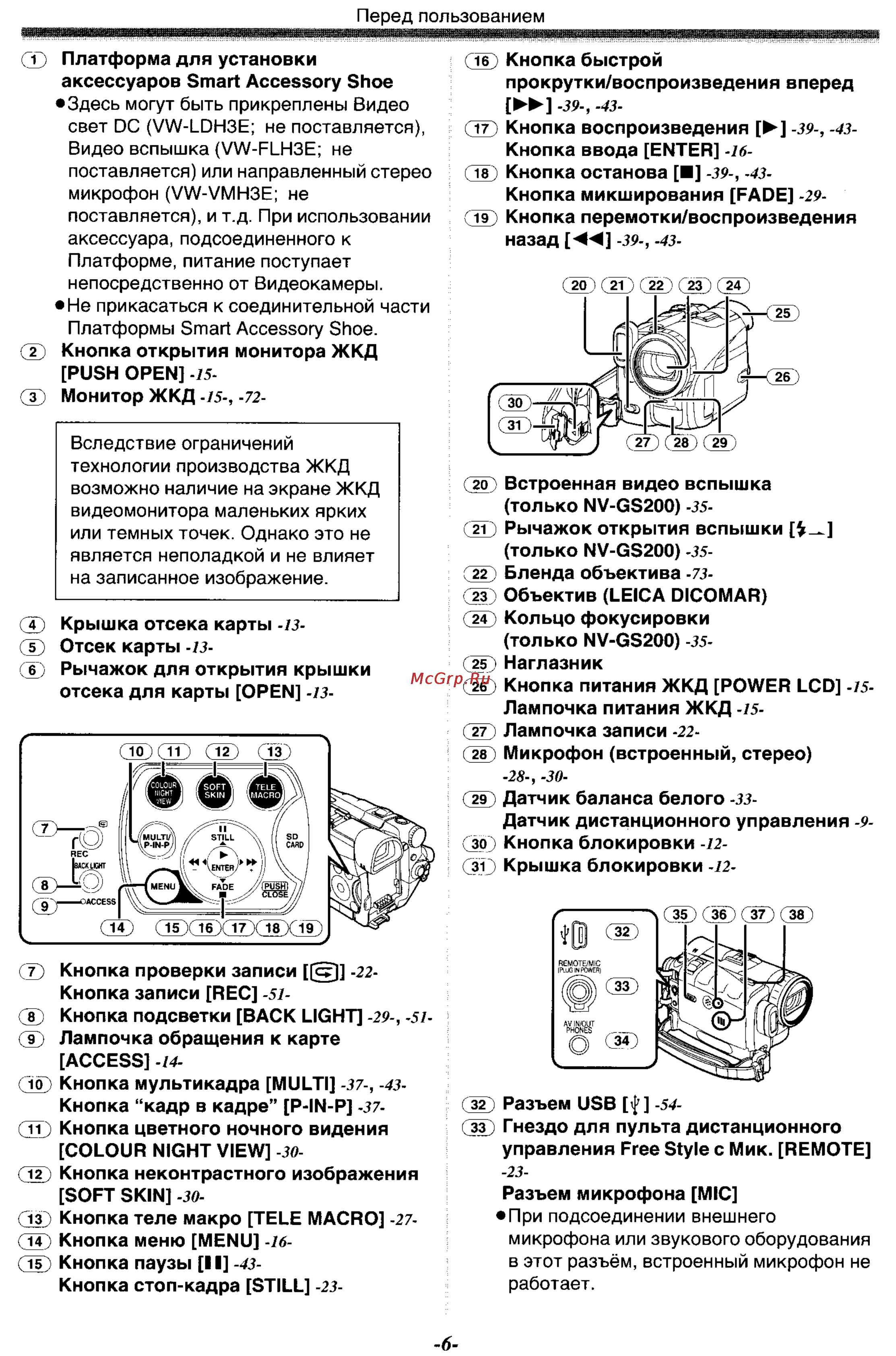 Panasonic NV-GS200GC Инструкция по эксплуатации онлайн [6/104] 17925