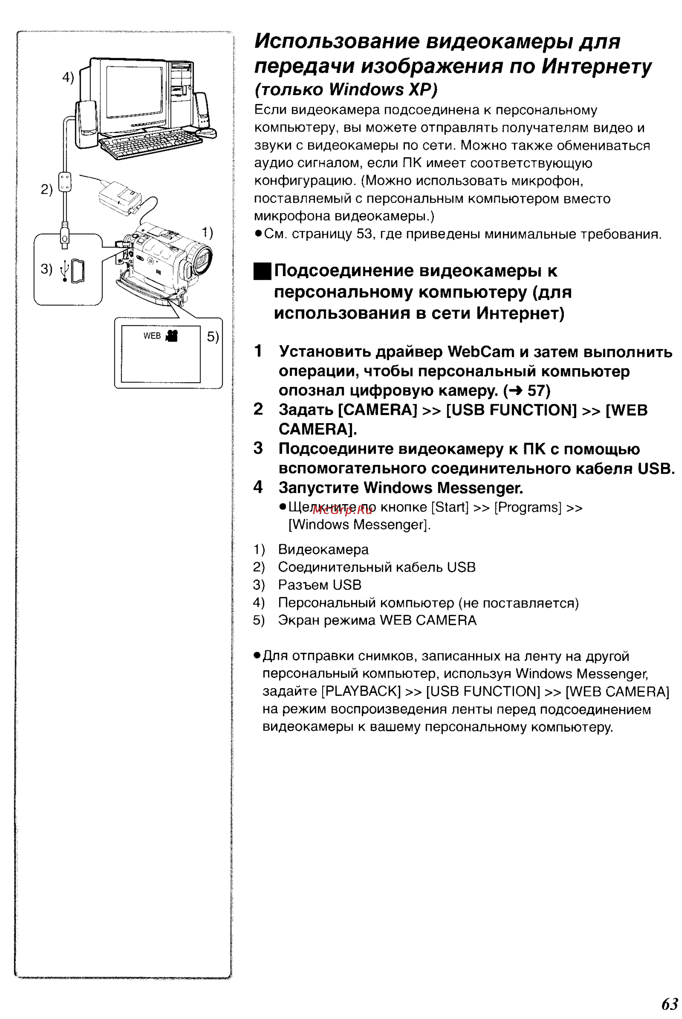 Panasonic NV-GS120GC [98/104] Использование видеокамеры для передачи изображения по интернету