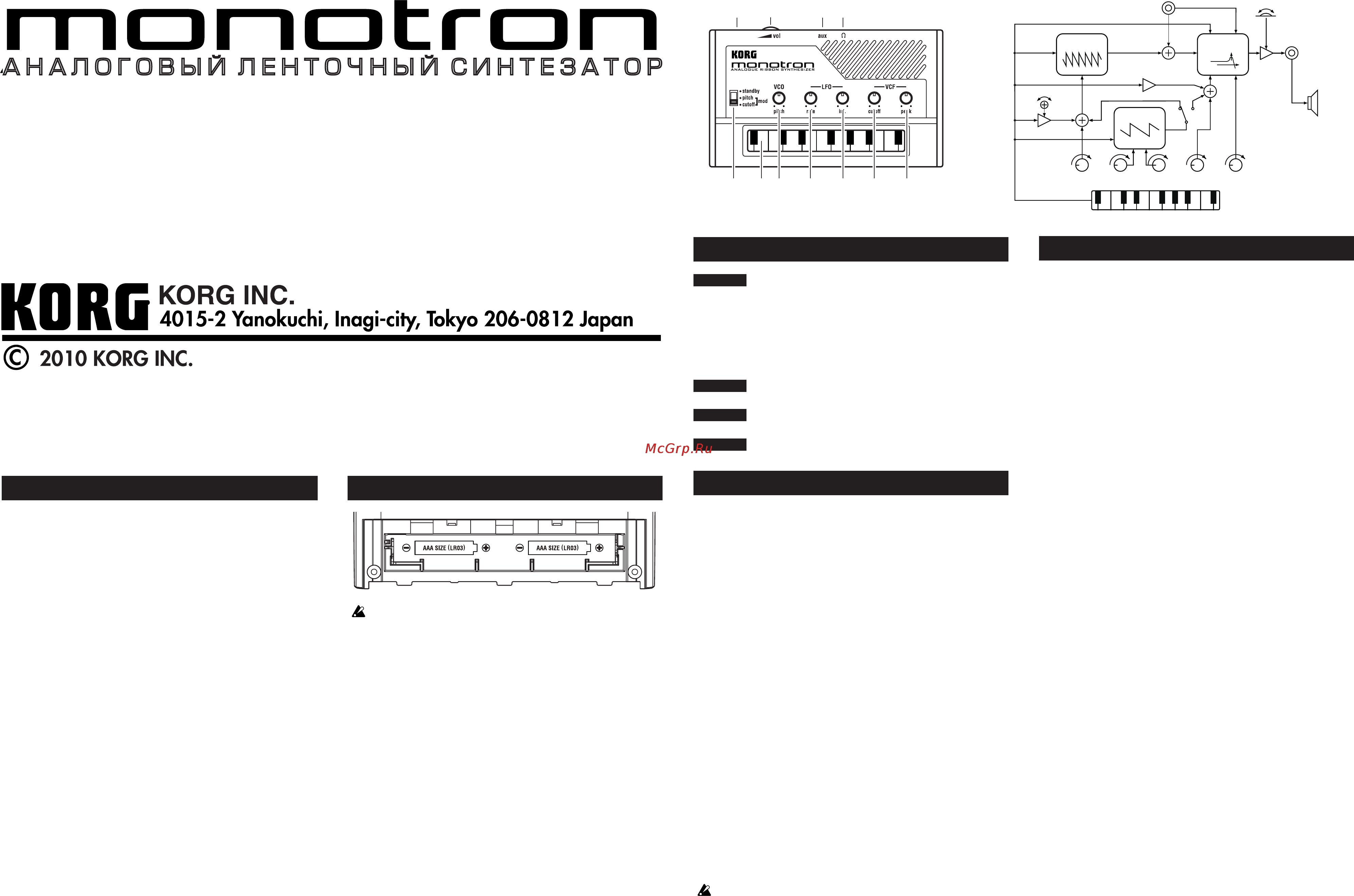 Korg monotron Инструкция по эксплуатации онлайн