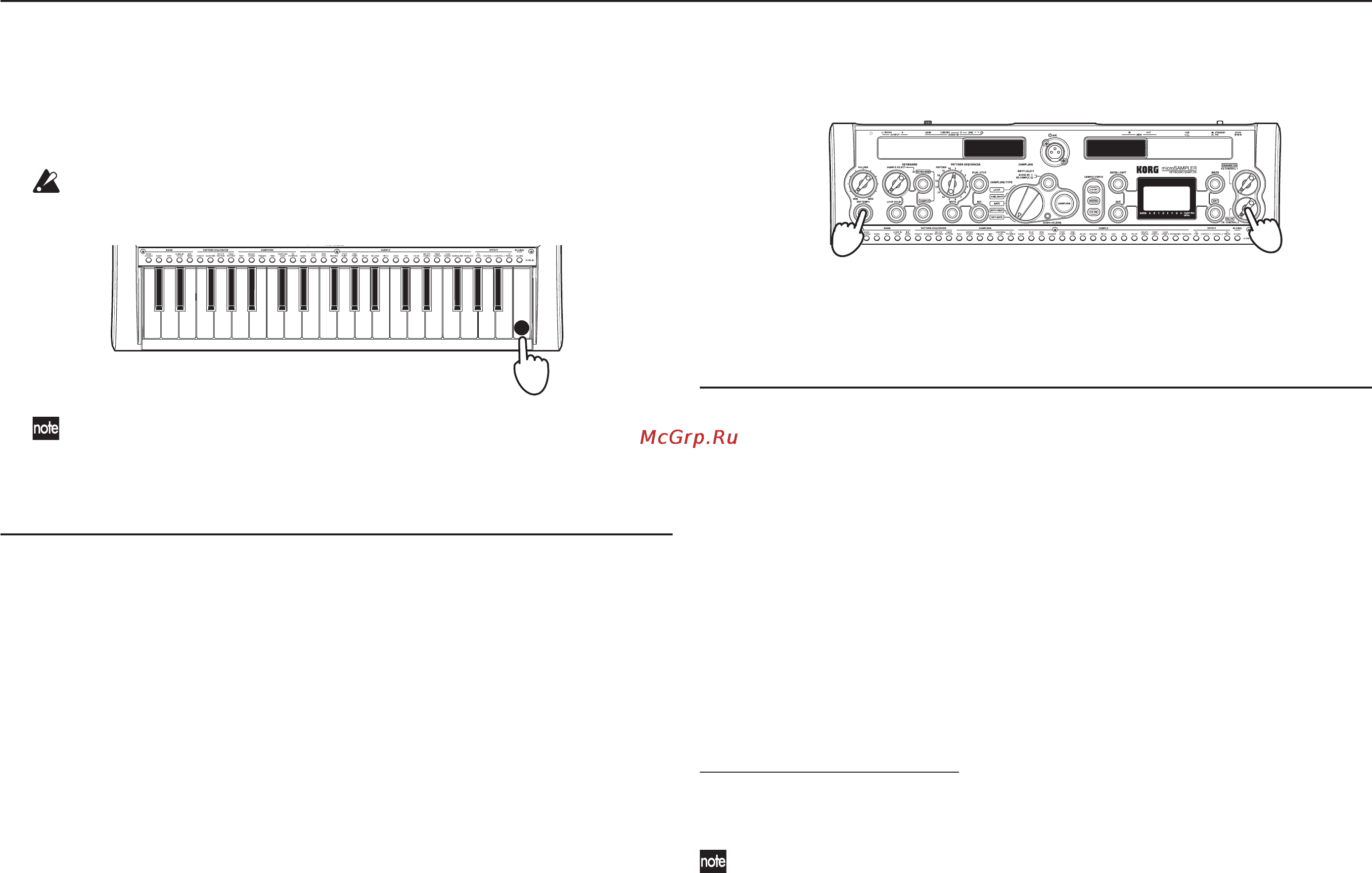 Korg microSampler [18/72] Задание темпа
