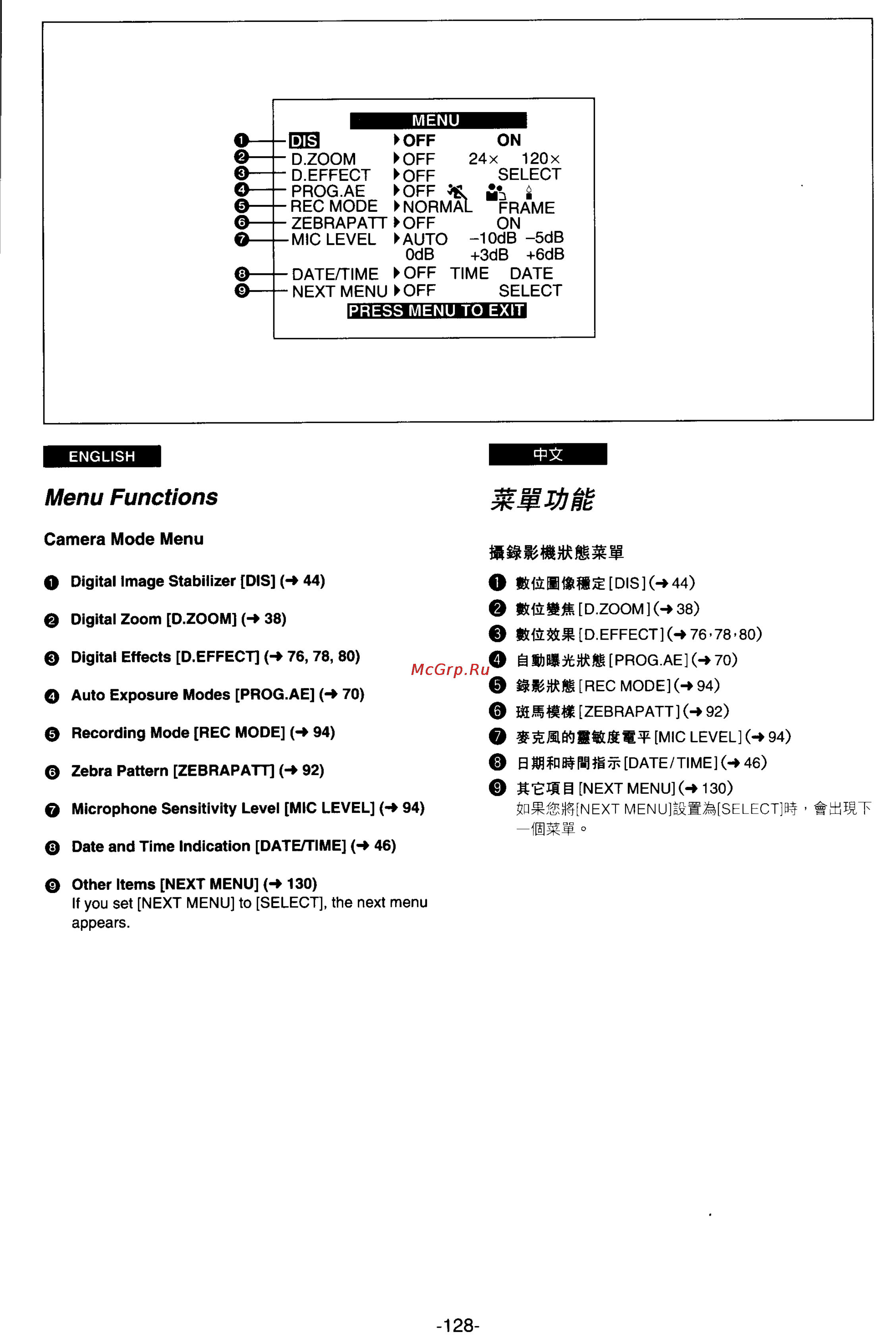 Panasonic NV-DX100EN [119/163] Menu functions