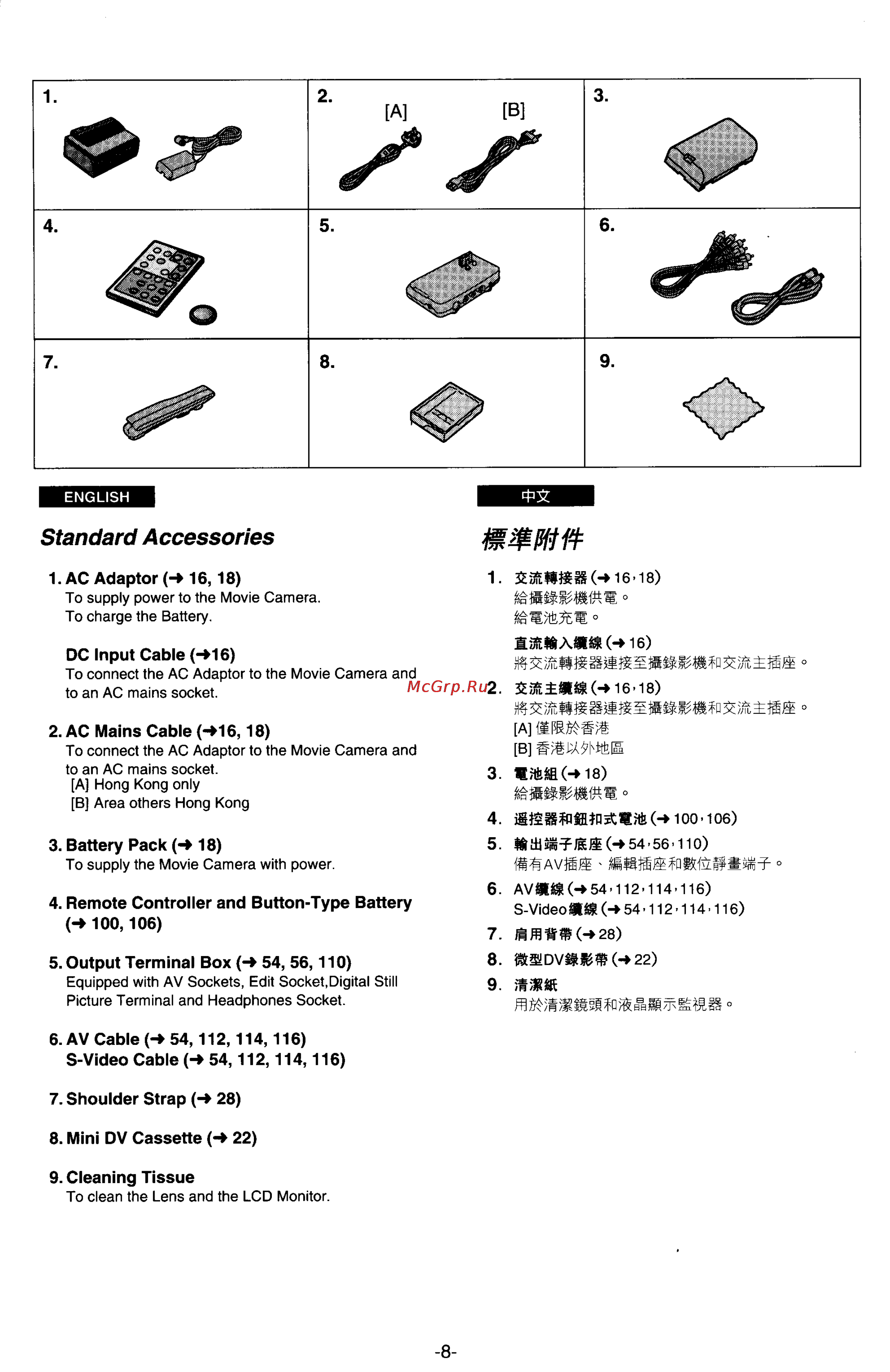 Panasonic NV-DX100EN [4/163] Standard accessories
