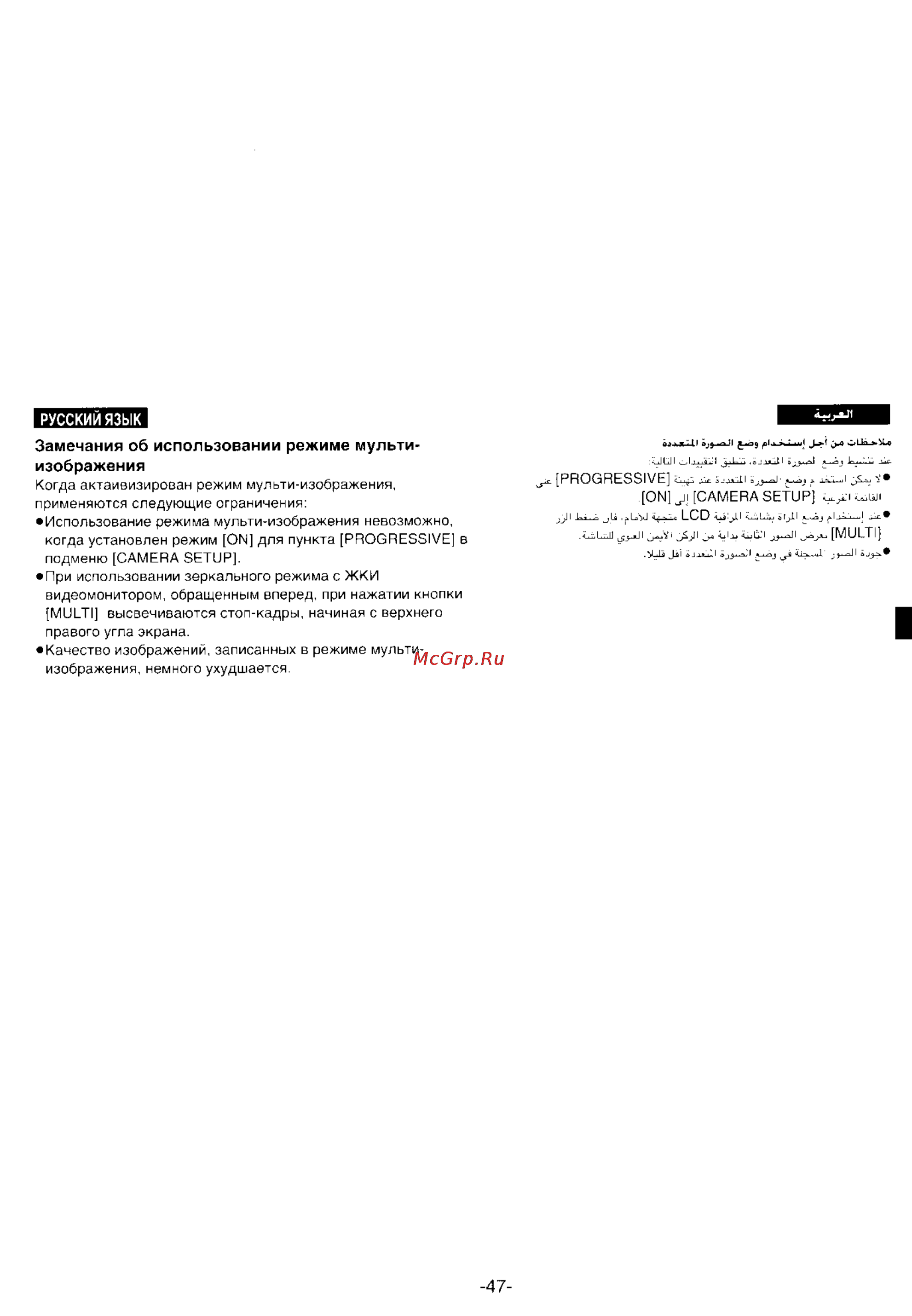 Panasonic NV-DS99ENA [45/112] Замечания об использовании режиме мульти изображения