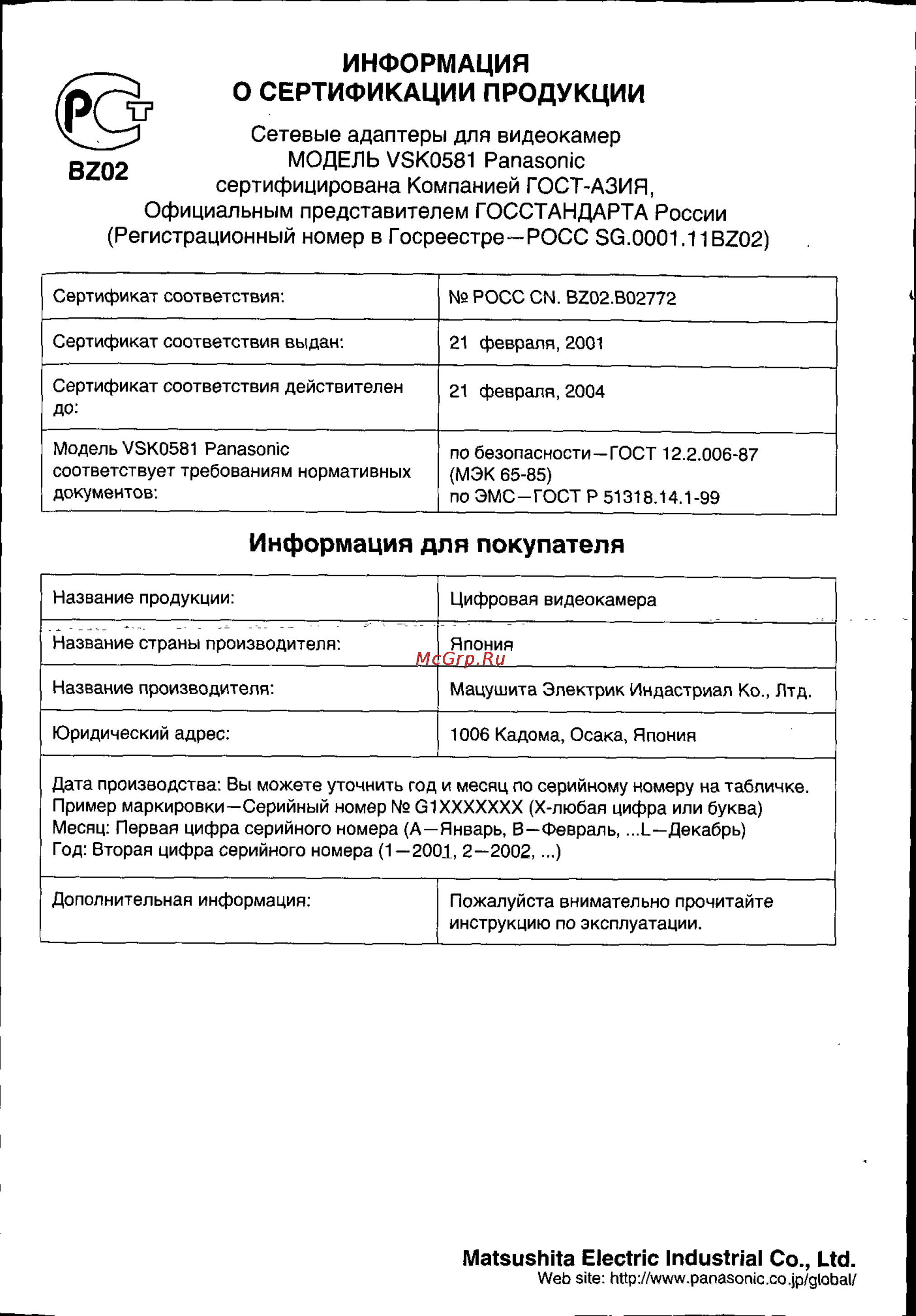 Panasonic NV-DS88EN [54/54] Информация
