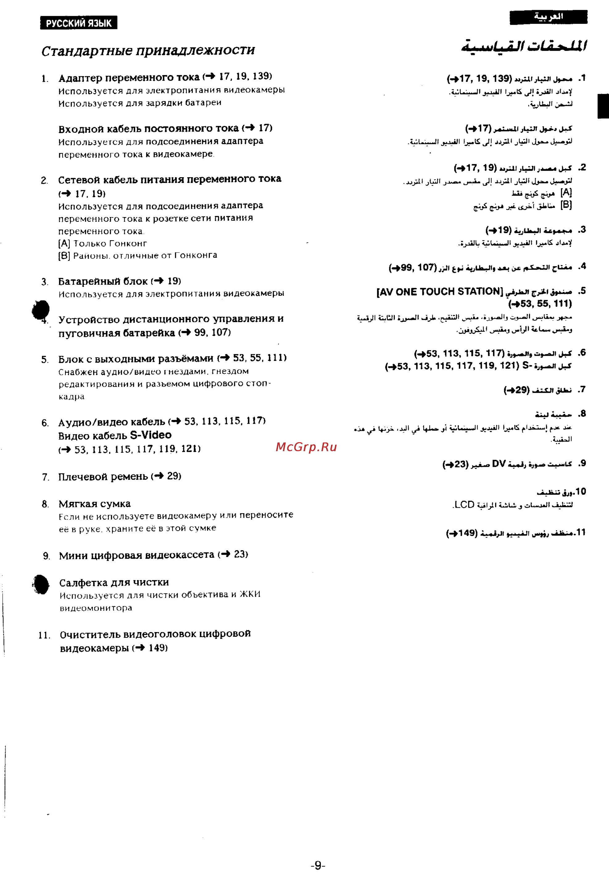 Panasonic NV-DS77ENA [5/166] Стандартные принадлежности