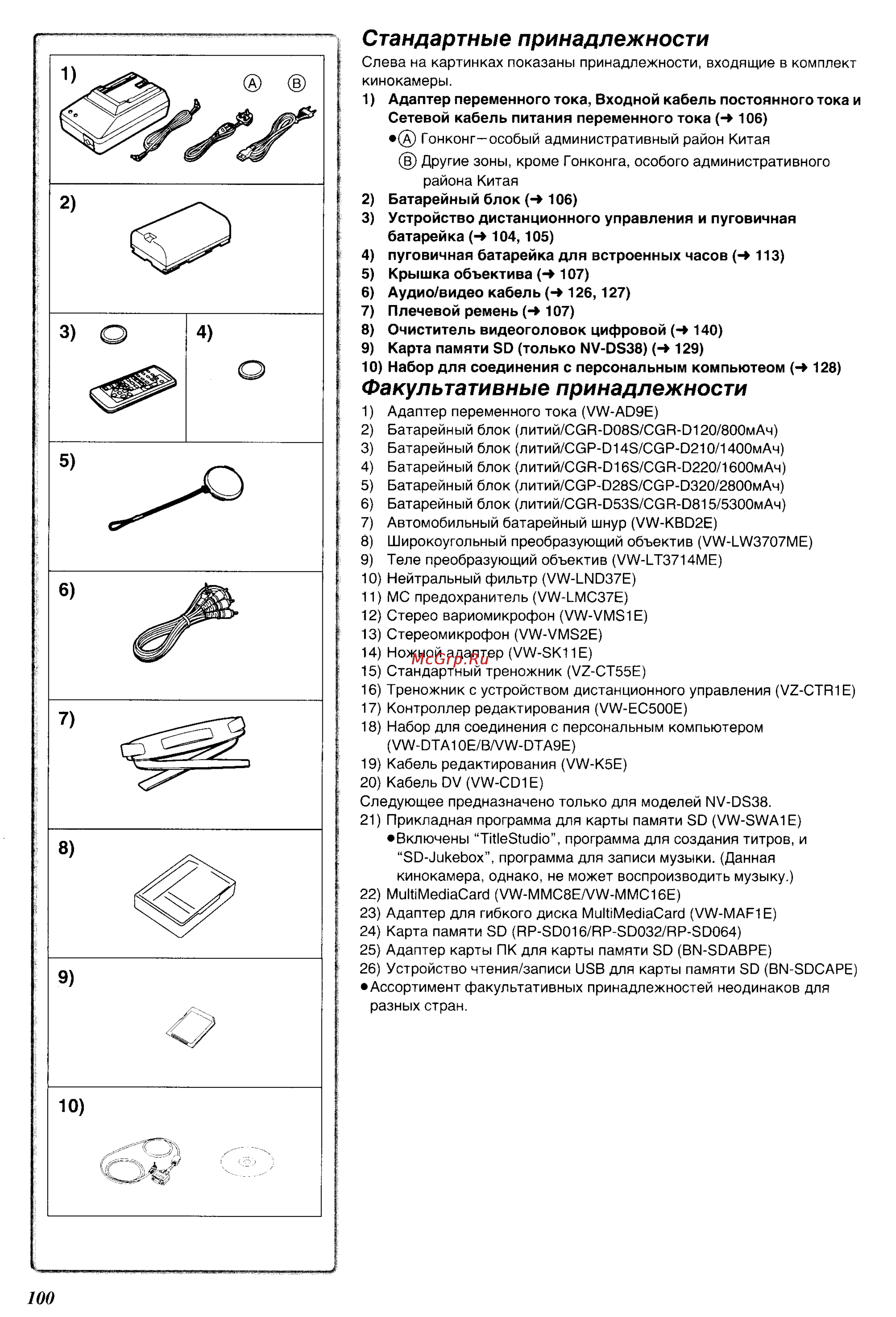 Panasonic NV-DS28EN [4/49] Факультативные принадлежности