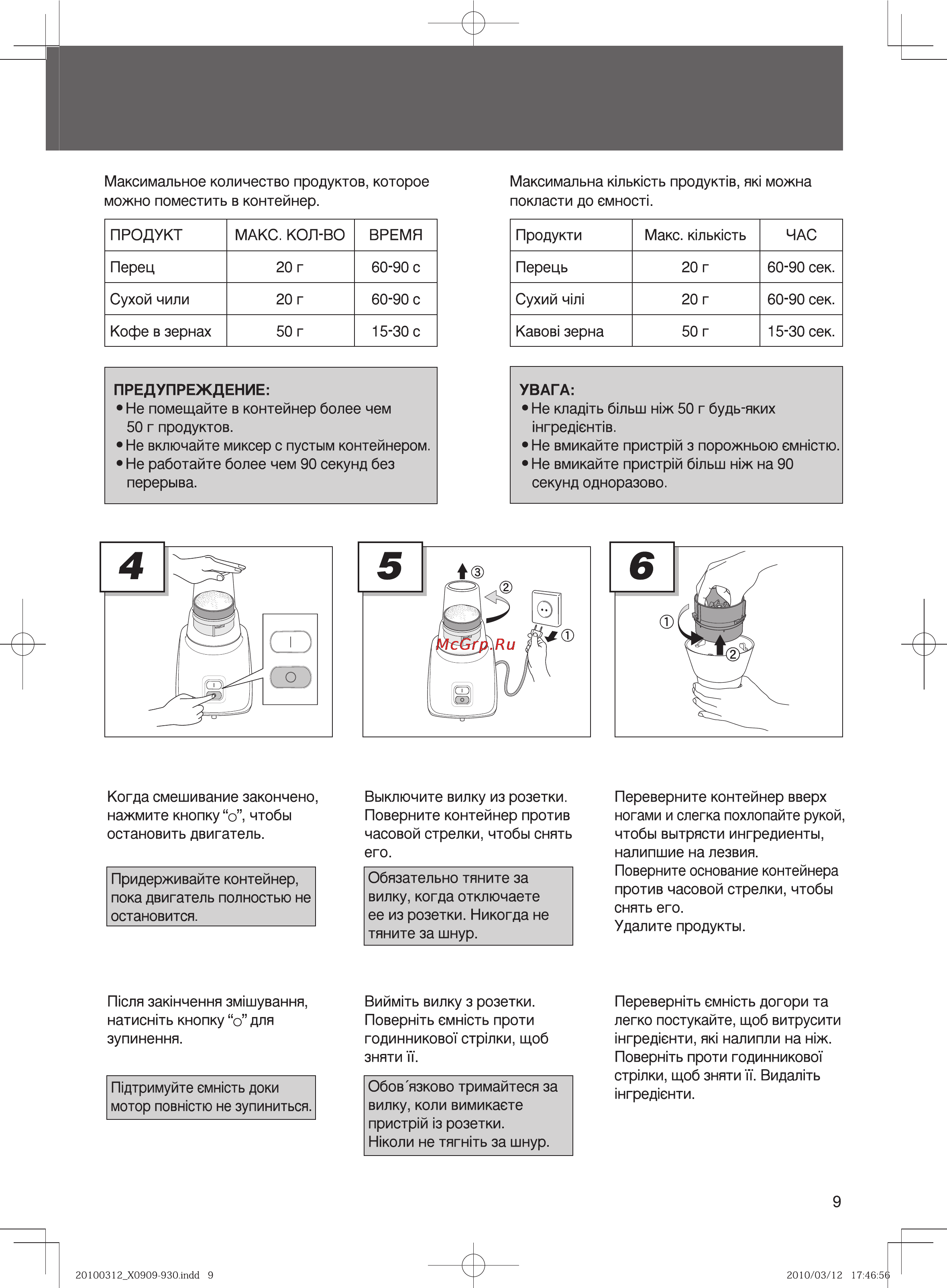 Panasonic MX-101 [9/12] Предупреждение