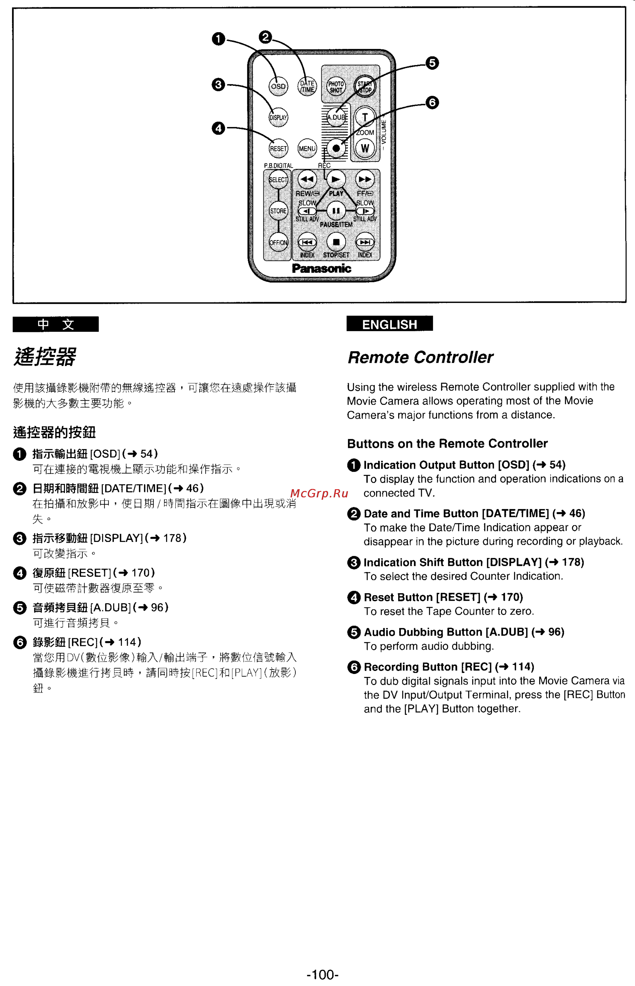 Panasonic NV-DS33EN [91/169] Remote controller