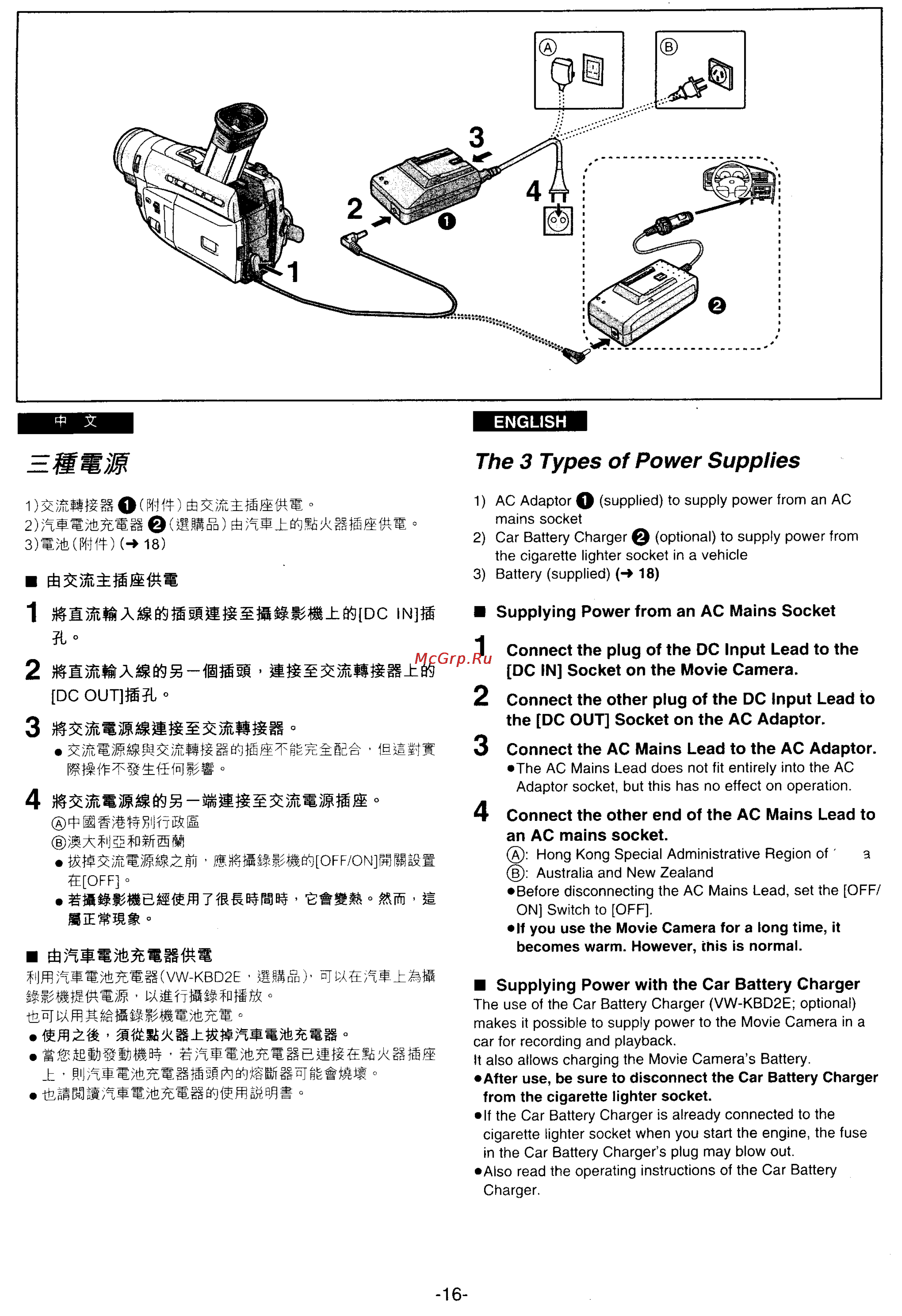 Panasonic NV-DS25EN [12/172] The 3 types of power supplies