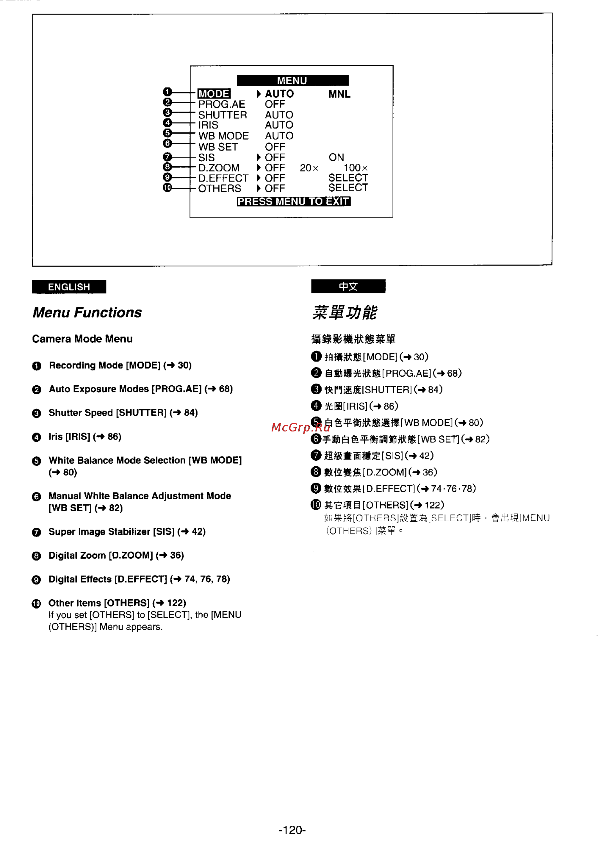 Panasonic NV-DS1EN [111/155] Menu functions