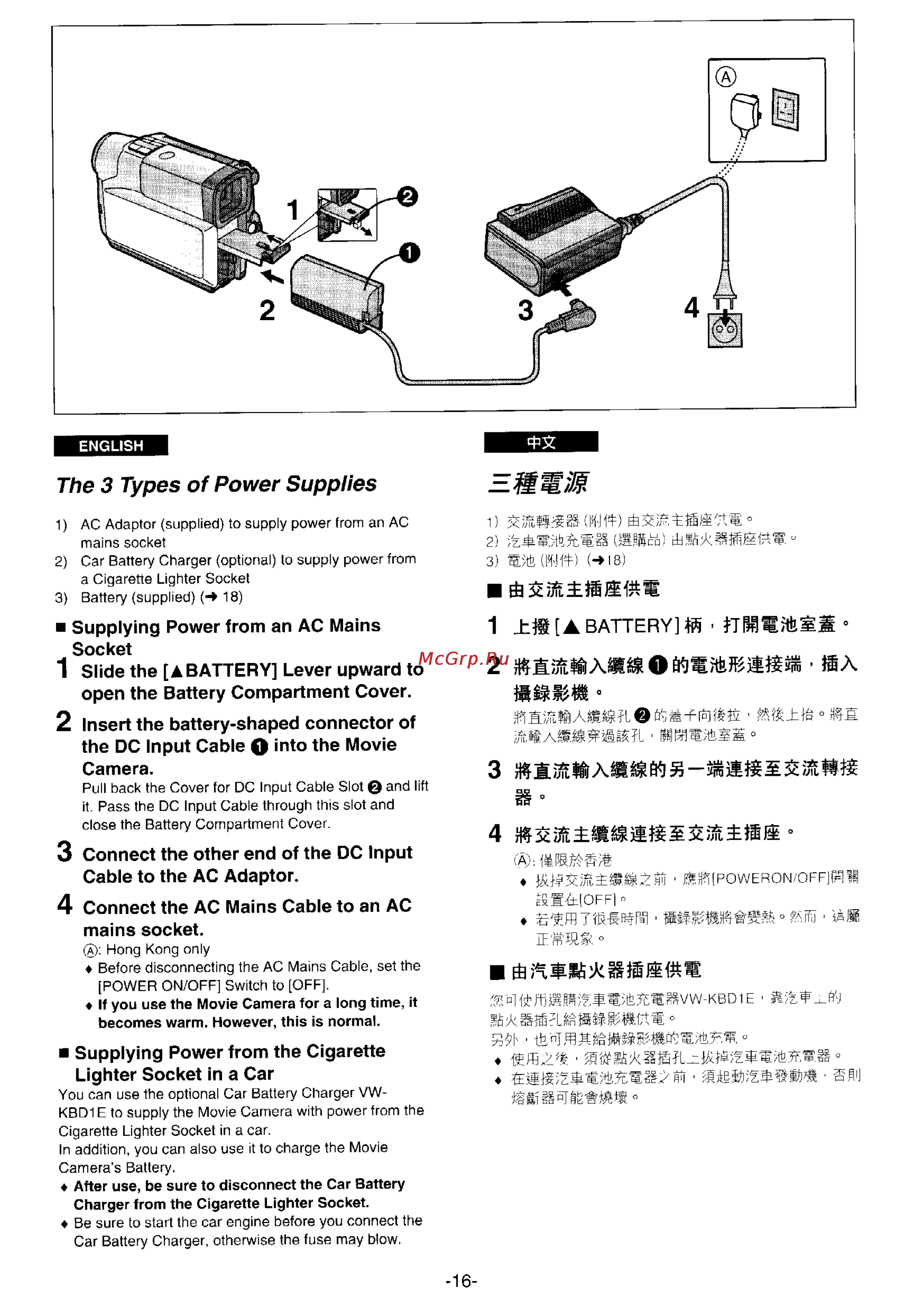 Panasonic NV-DS1EN [12/155] The 3 types of power supplies