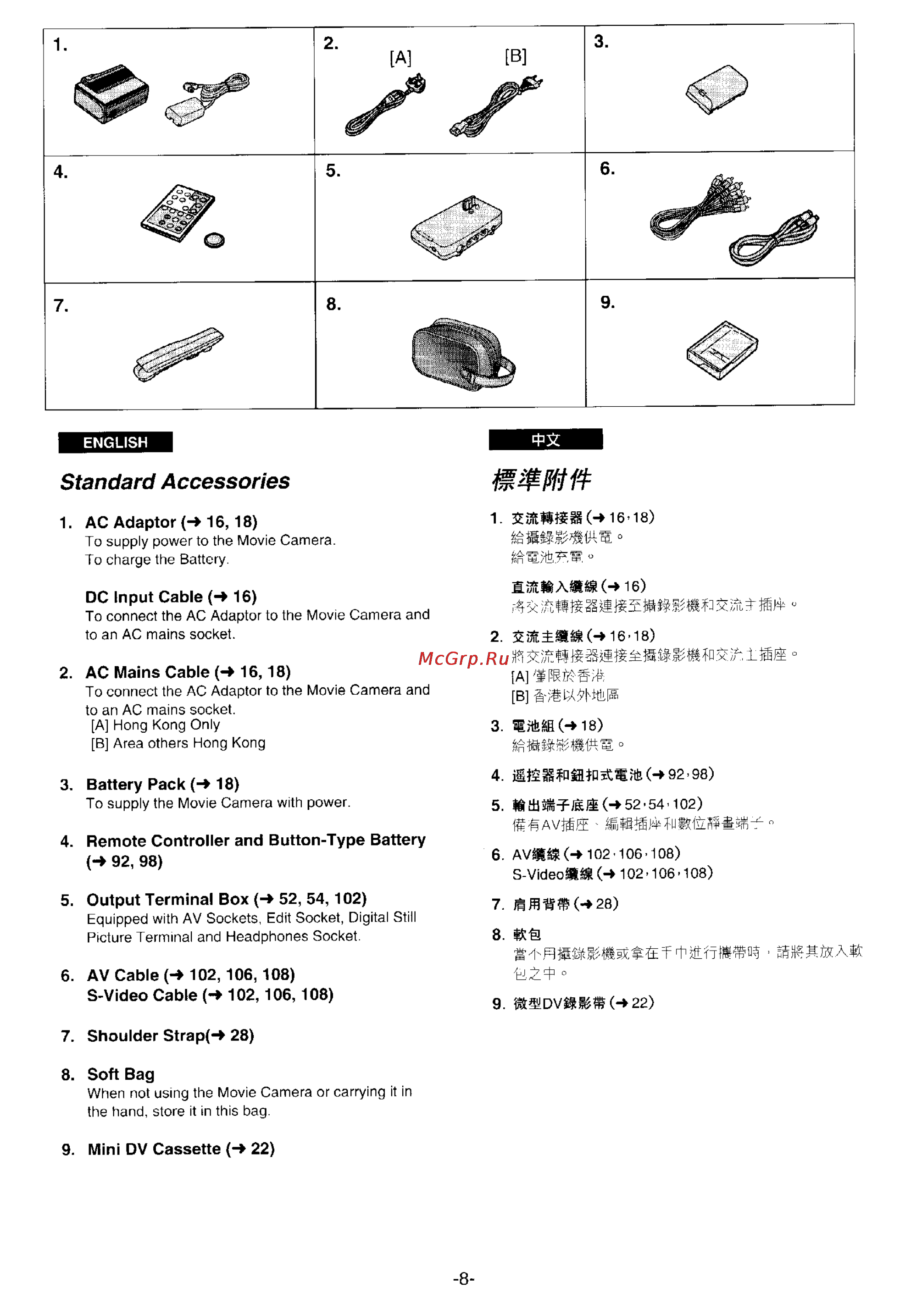 Panasonic NV-DS1EN [4/155] Standard accessories