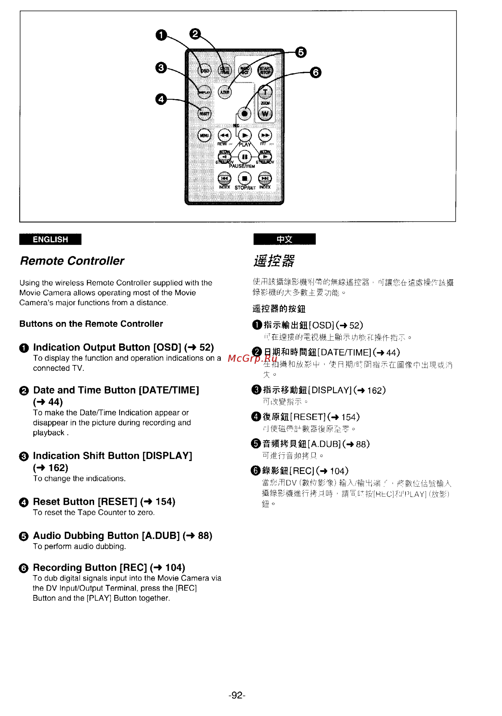 Panasonic NV-DS1EN [84/155] Remote controller