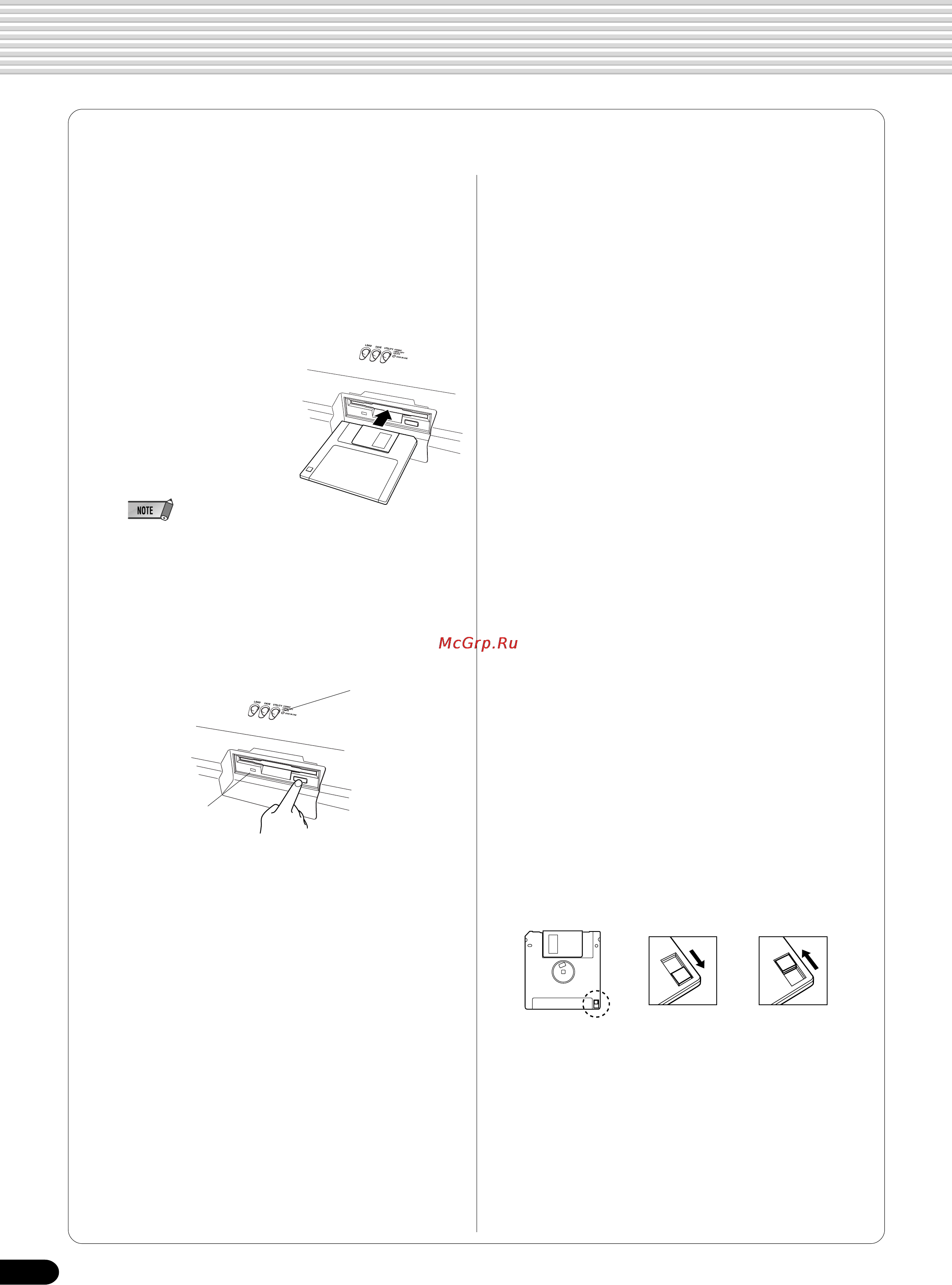 Yamaha PSR-540 [58/160] Using the floppy disk drive fdd and floppy disks