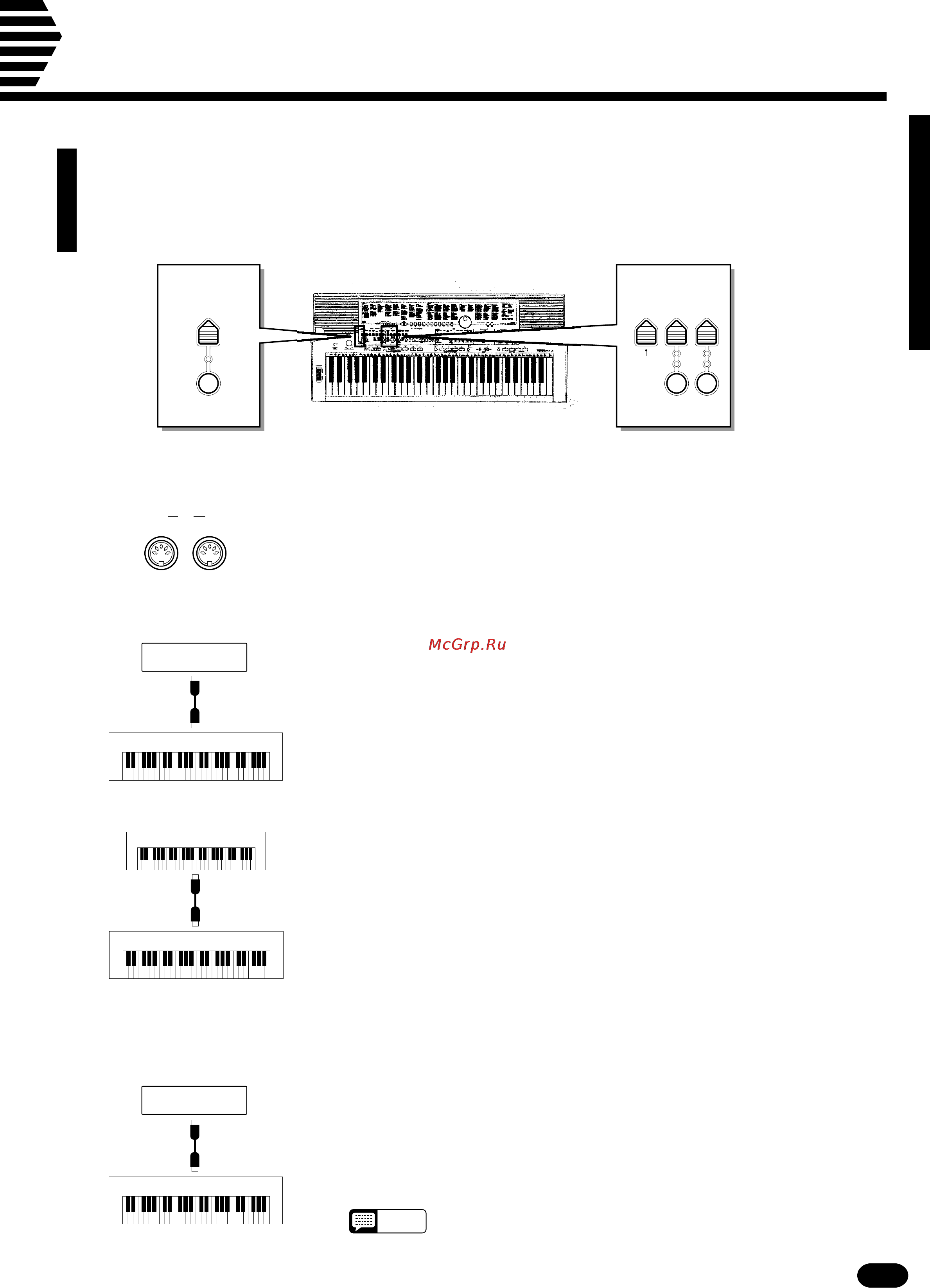 Yamaha PSR-510 [57/77] Midi the musical instrument digital interface is a world standard communication interface that allows midi compatible musical instruments and equipment to share musical information and control one another this makes it possible to create systems of midi instruments and equip ment that offer far greater versatility and control than is available with isolated instruments