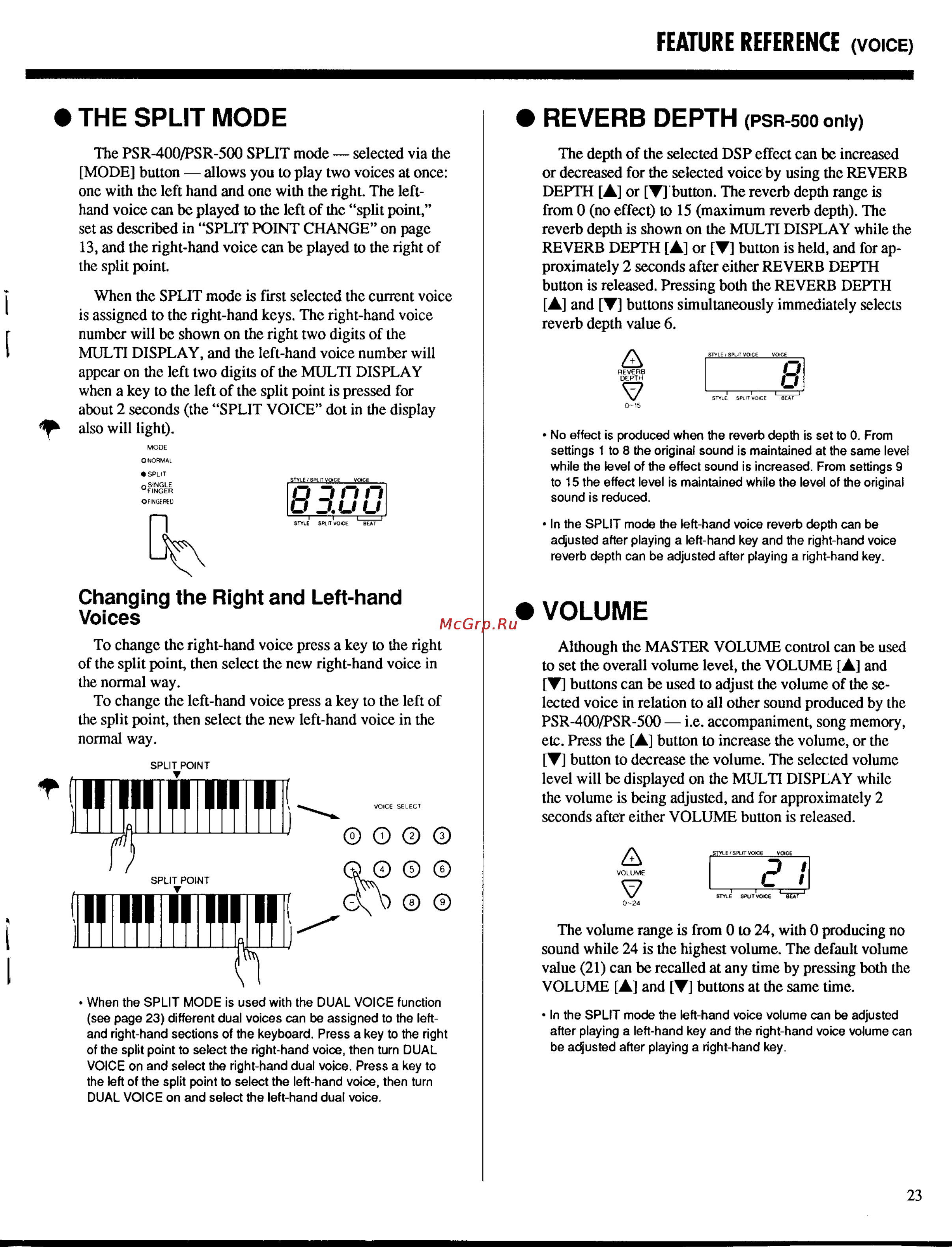 Yamaha PSR-500m [25/47] Changing the right and left hand voices