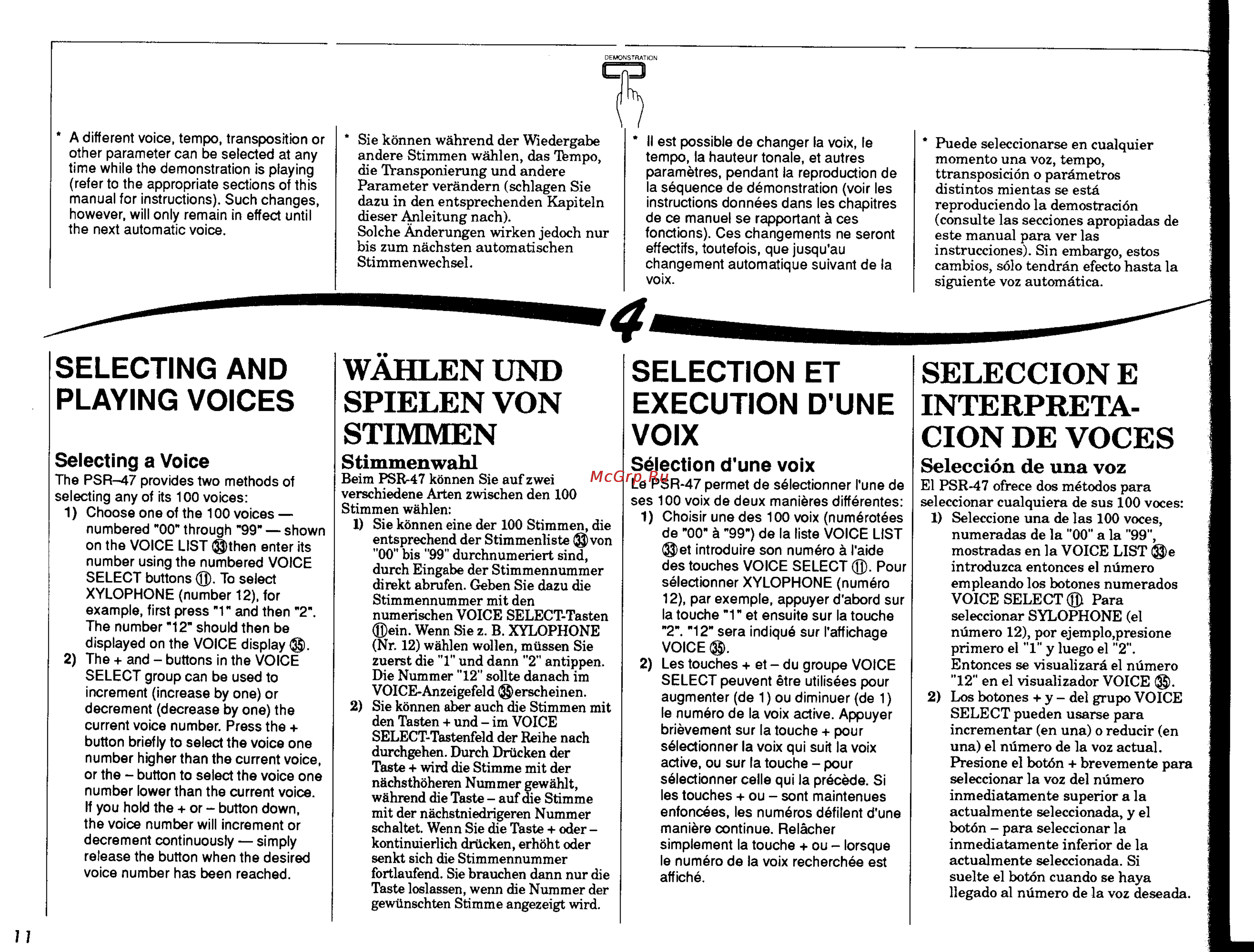 Yamaha PSR-47.PDF [12/33] Cion de voces